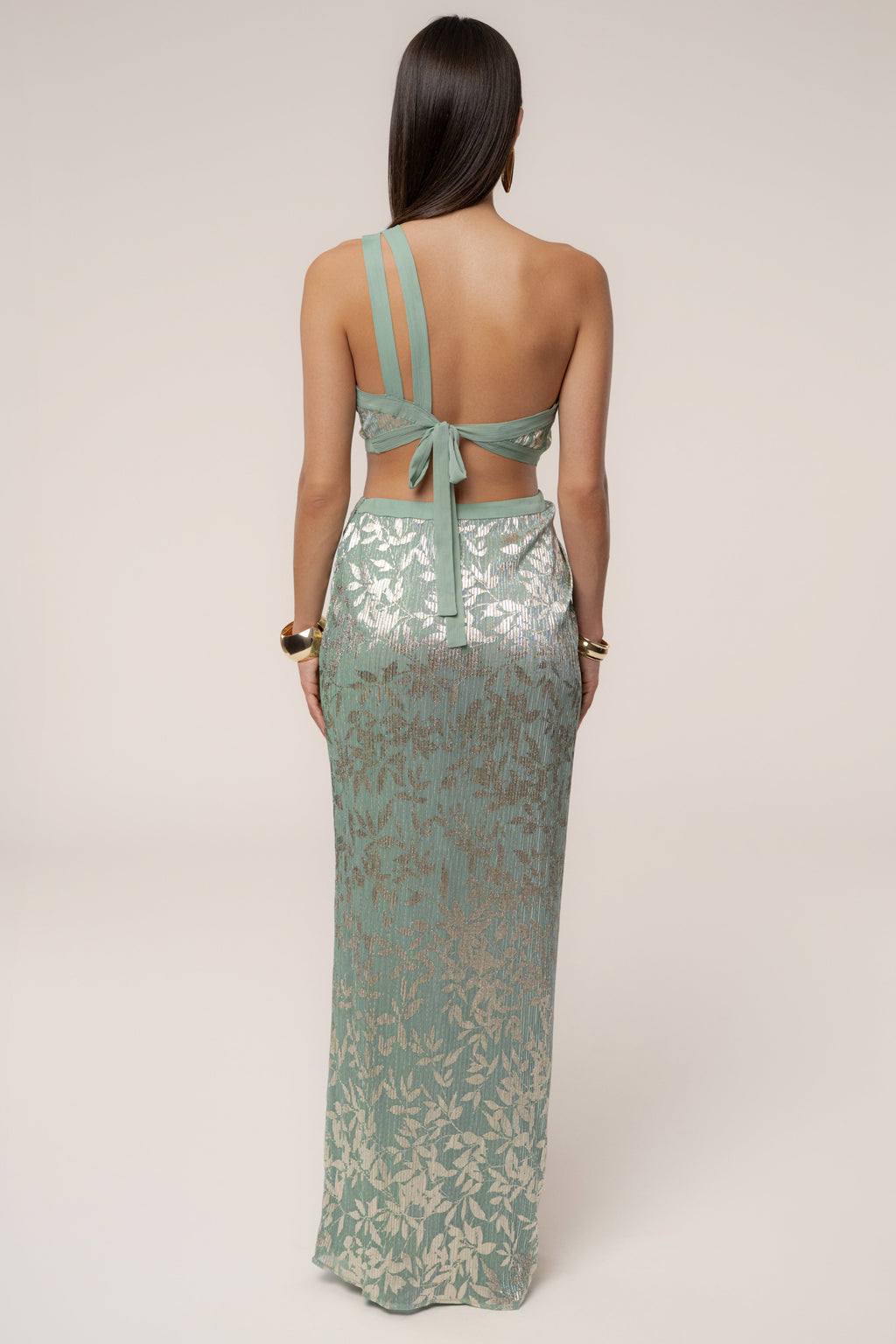 Sage One Shoulder Keyhole Dress