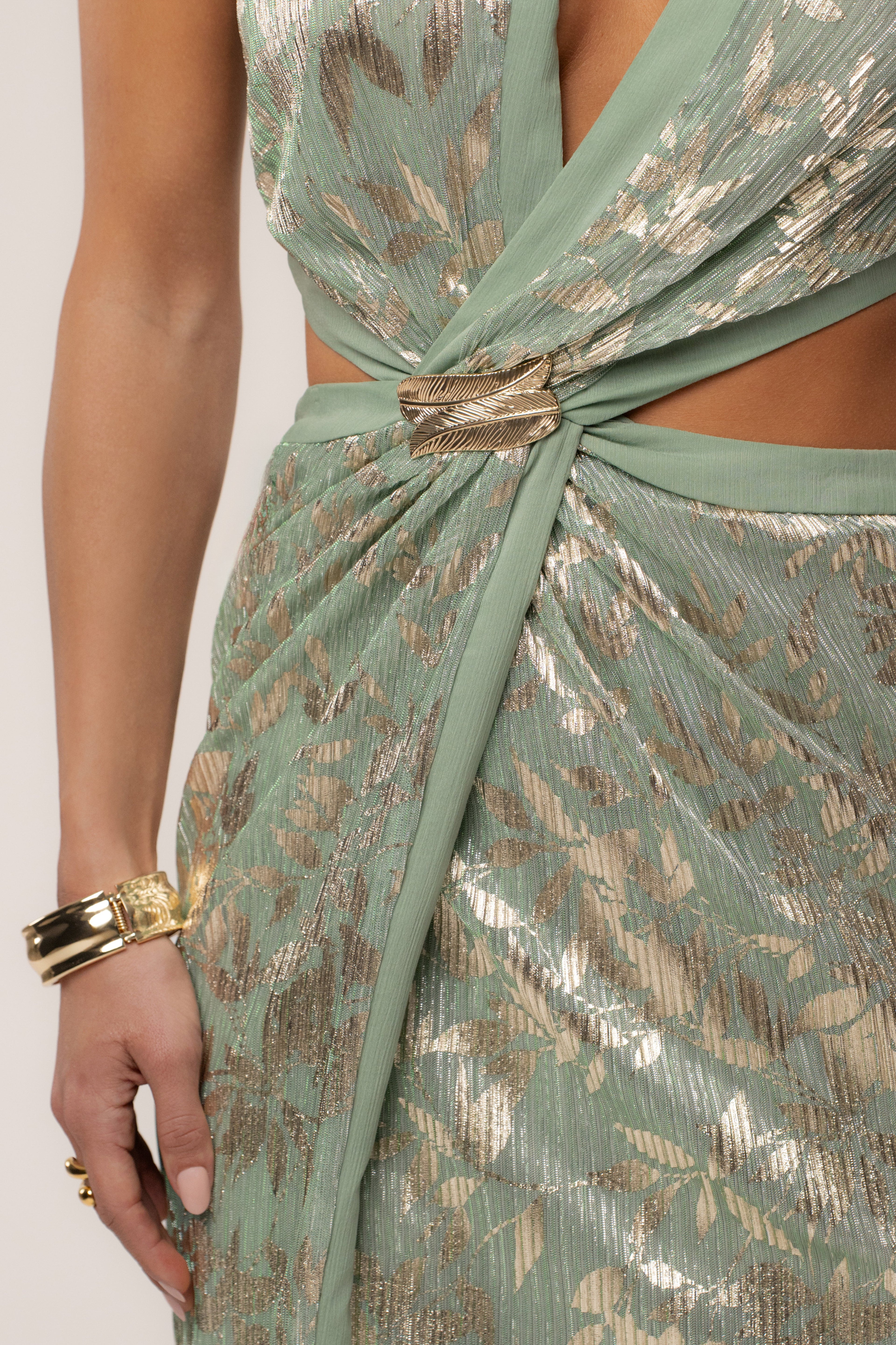 Sage One Shoulder Keyhole Dress