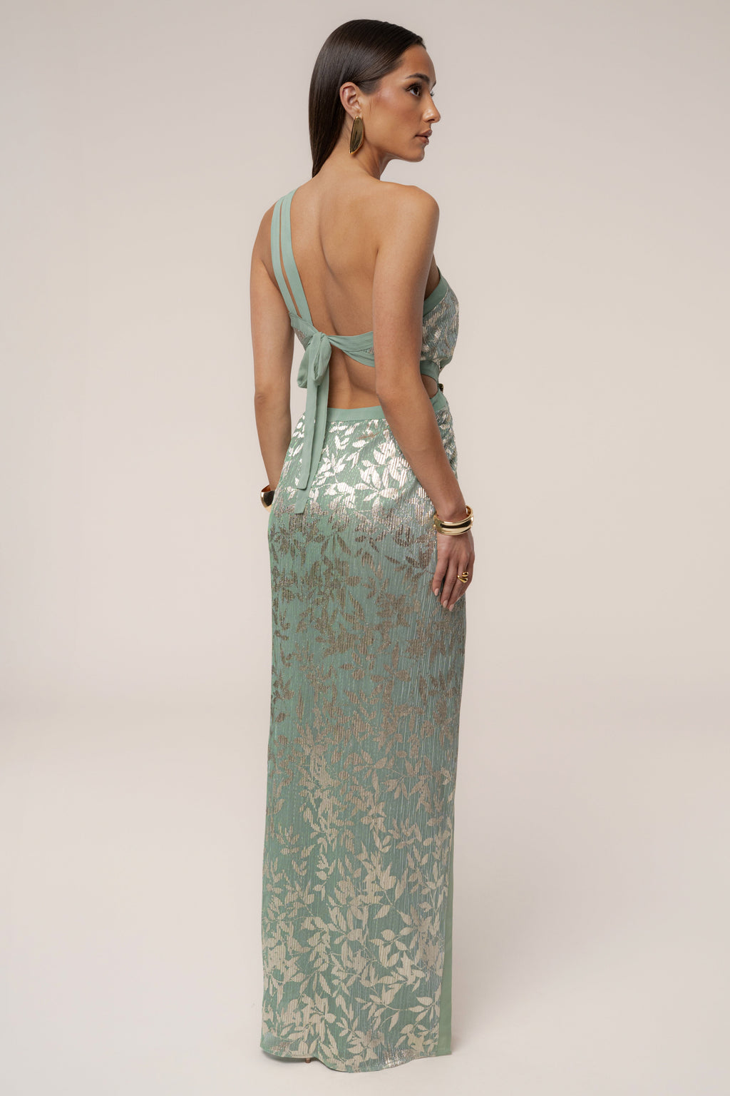 Sage One Shoulder Keyhole Dress