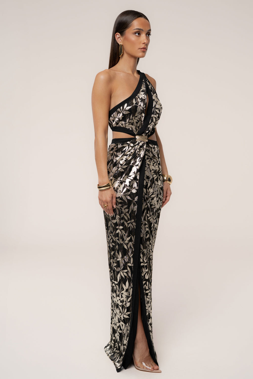 Black One Shoulder Keyhole Dress