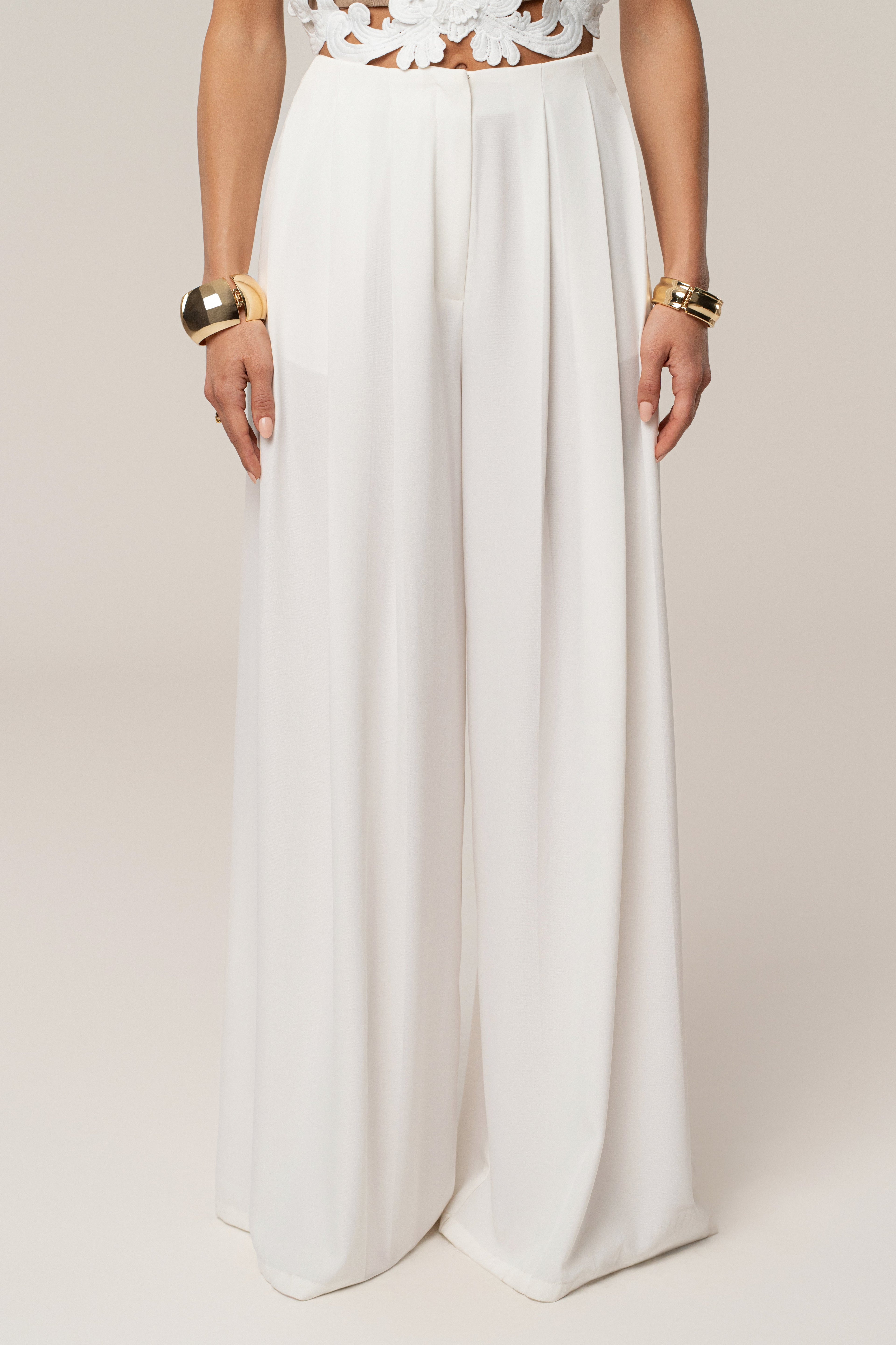 White Summer Ease Wide Leg Pants