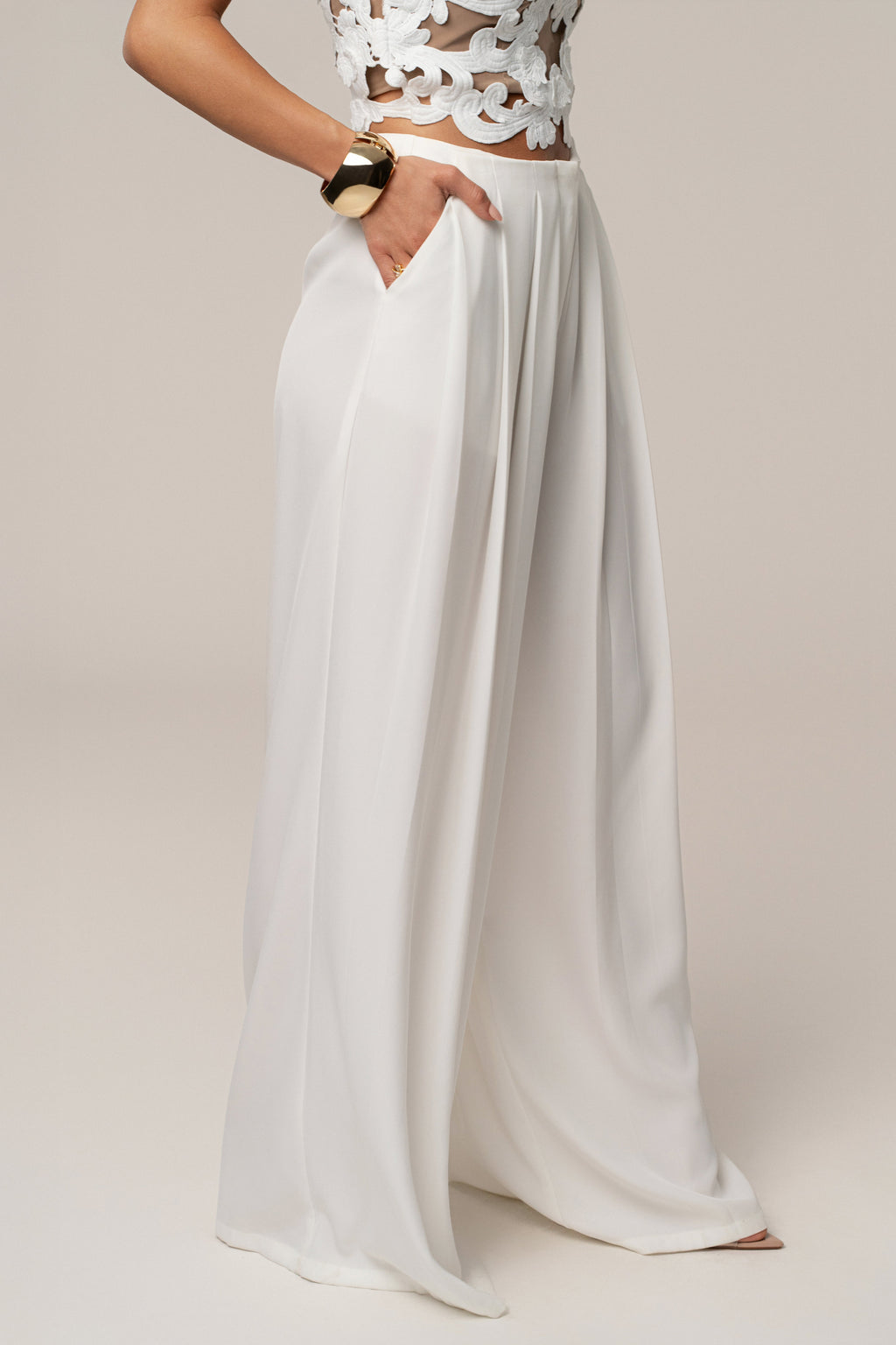 White Summer Ease Wide Leg Pants
