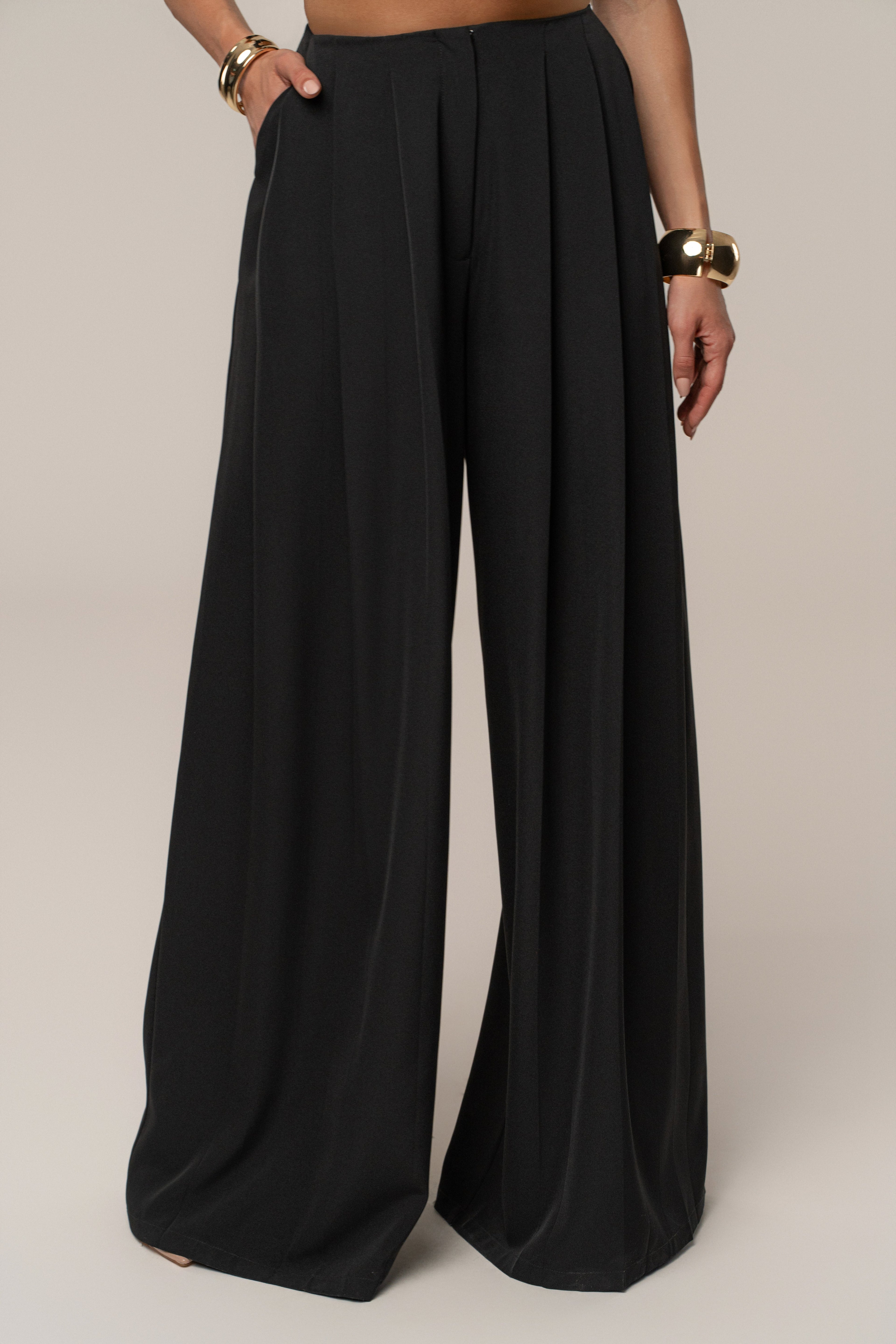 Black Summer Ease Wide Leg Pants