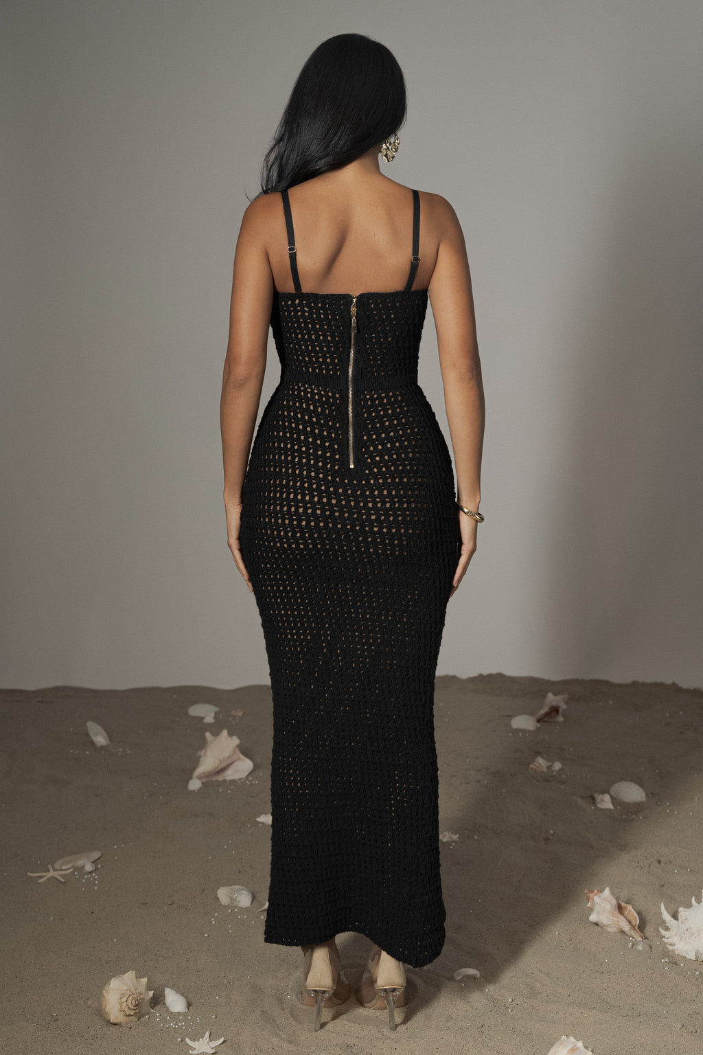 Black Deep Sea Crochet Maxi Dress