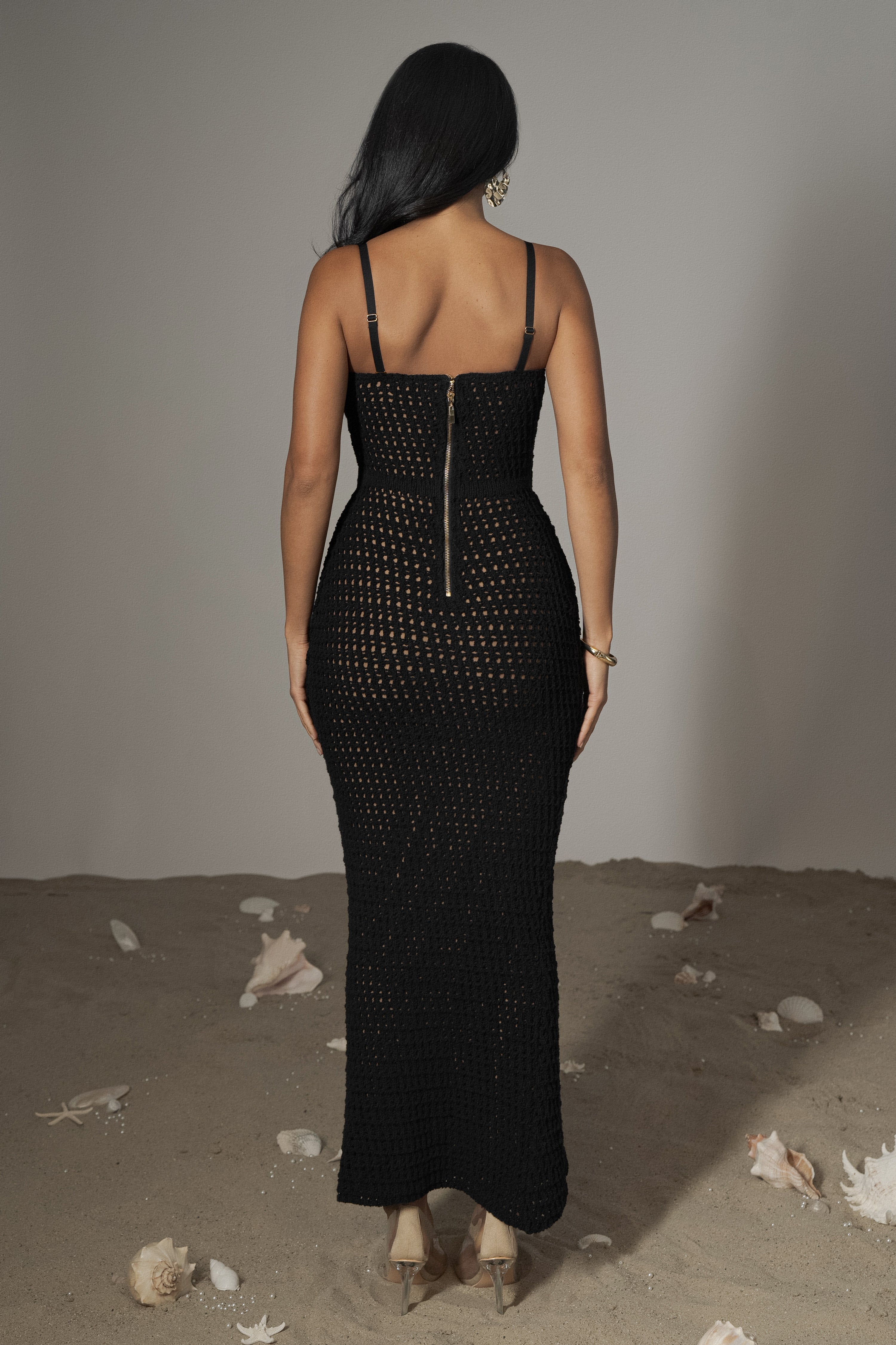 Black Deep Sea Crochet Maxi Dress