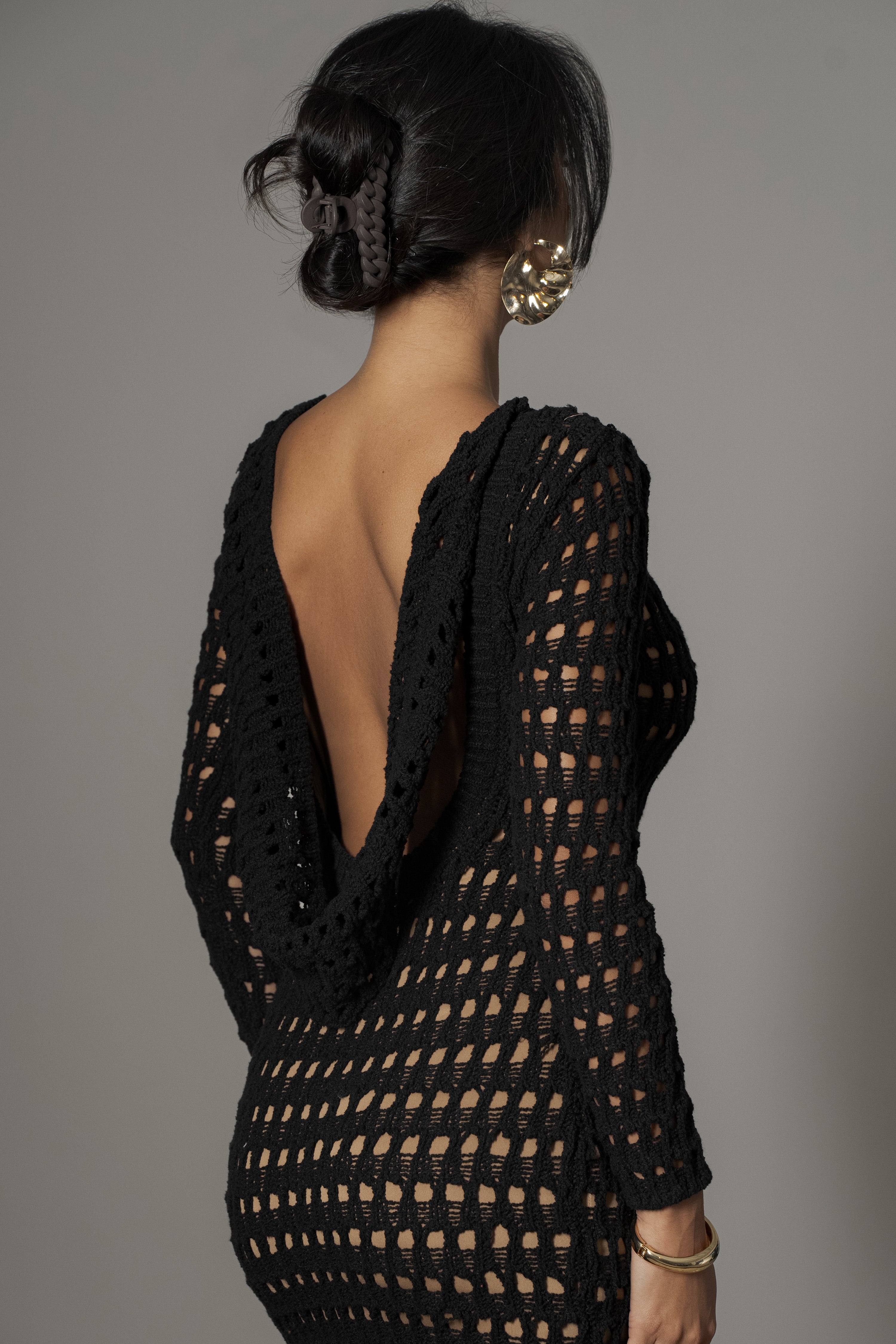 Black Serene Wonders Crochet Dress