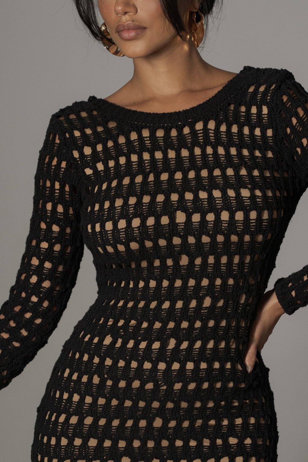 Black Serene Wonders Crochet Dress