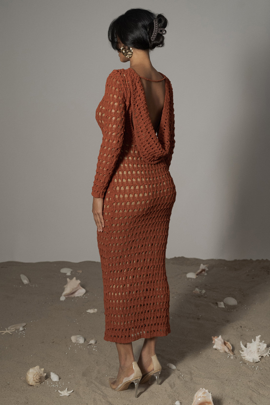 Dark Terra Cotta Serene Wonders Crochet Dress