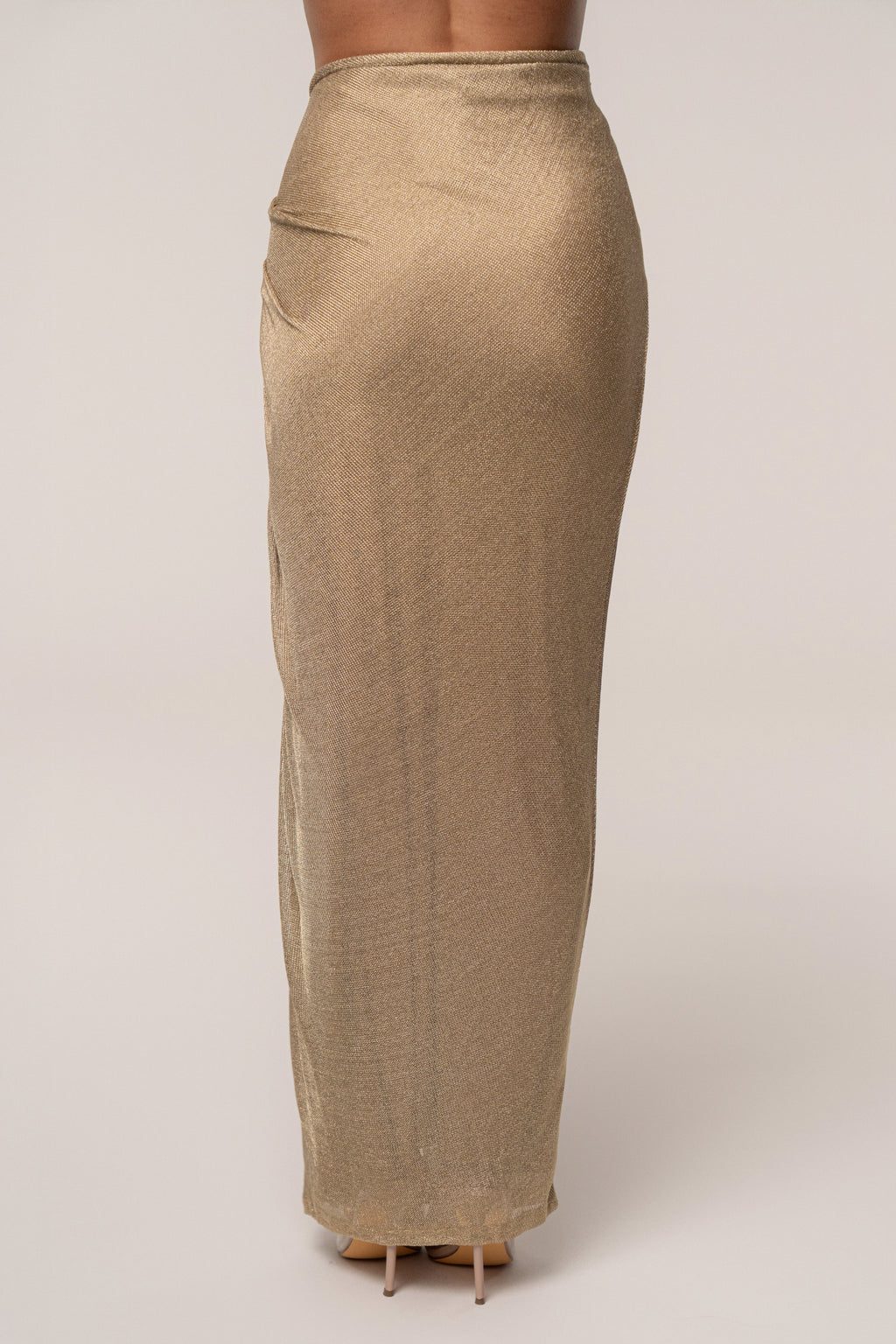 Gold Noelia Metallic Slit Skirt