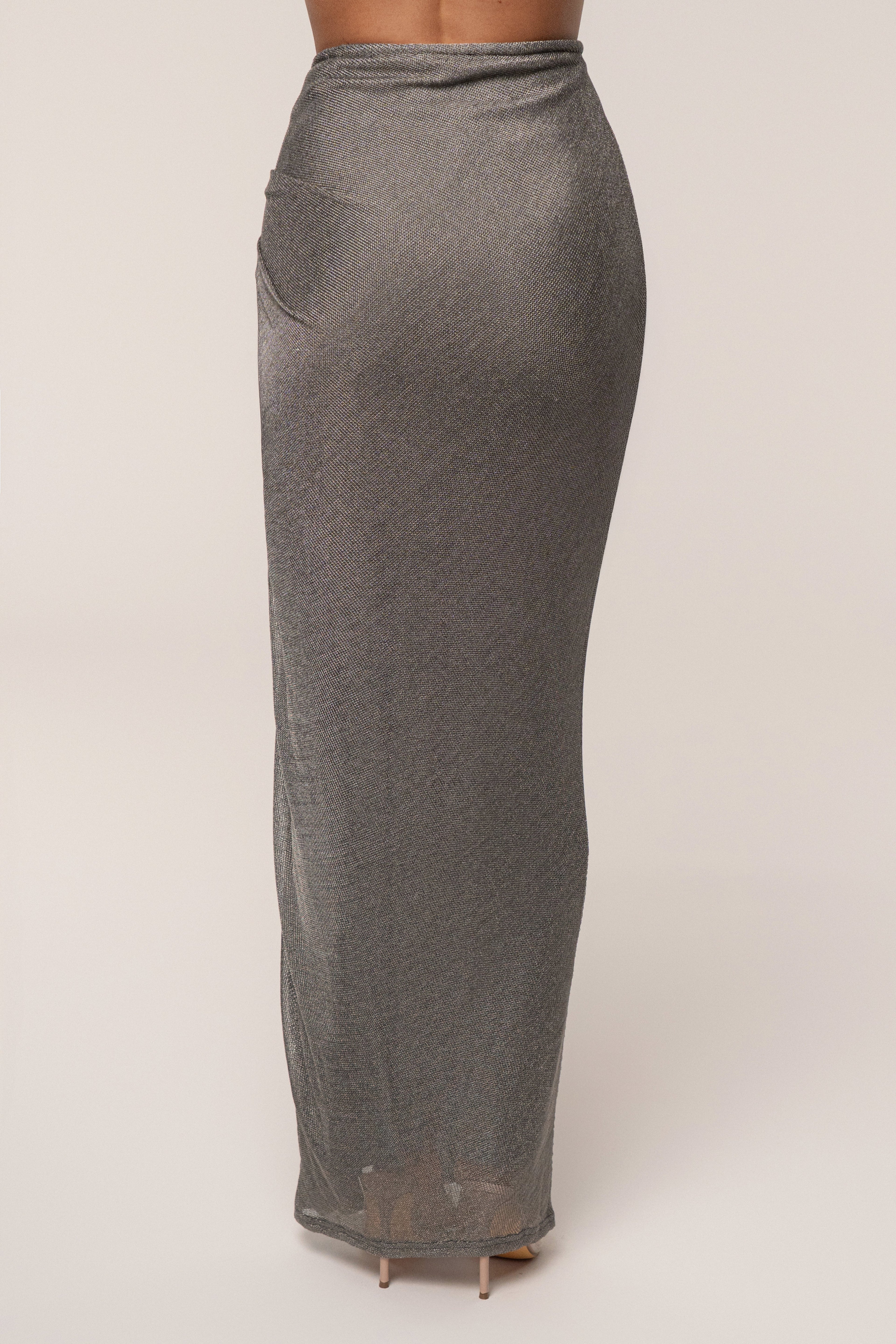 Silver Noelia Metallic Slit Skirt