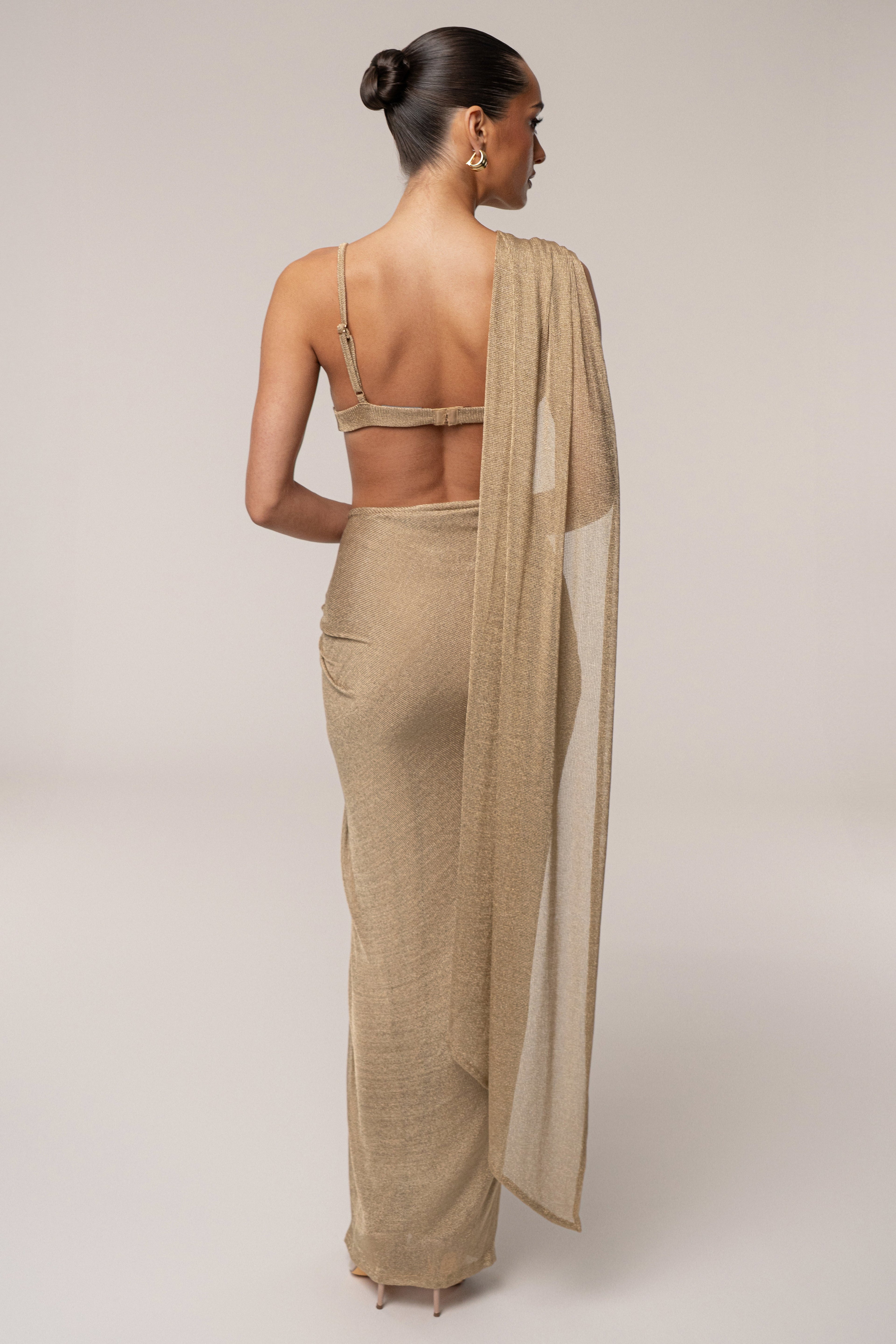 Gold Noelia Metallic Slit Skirt