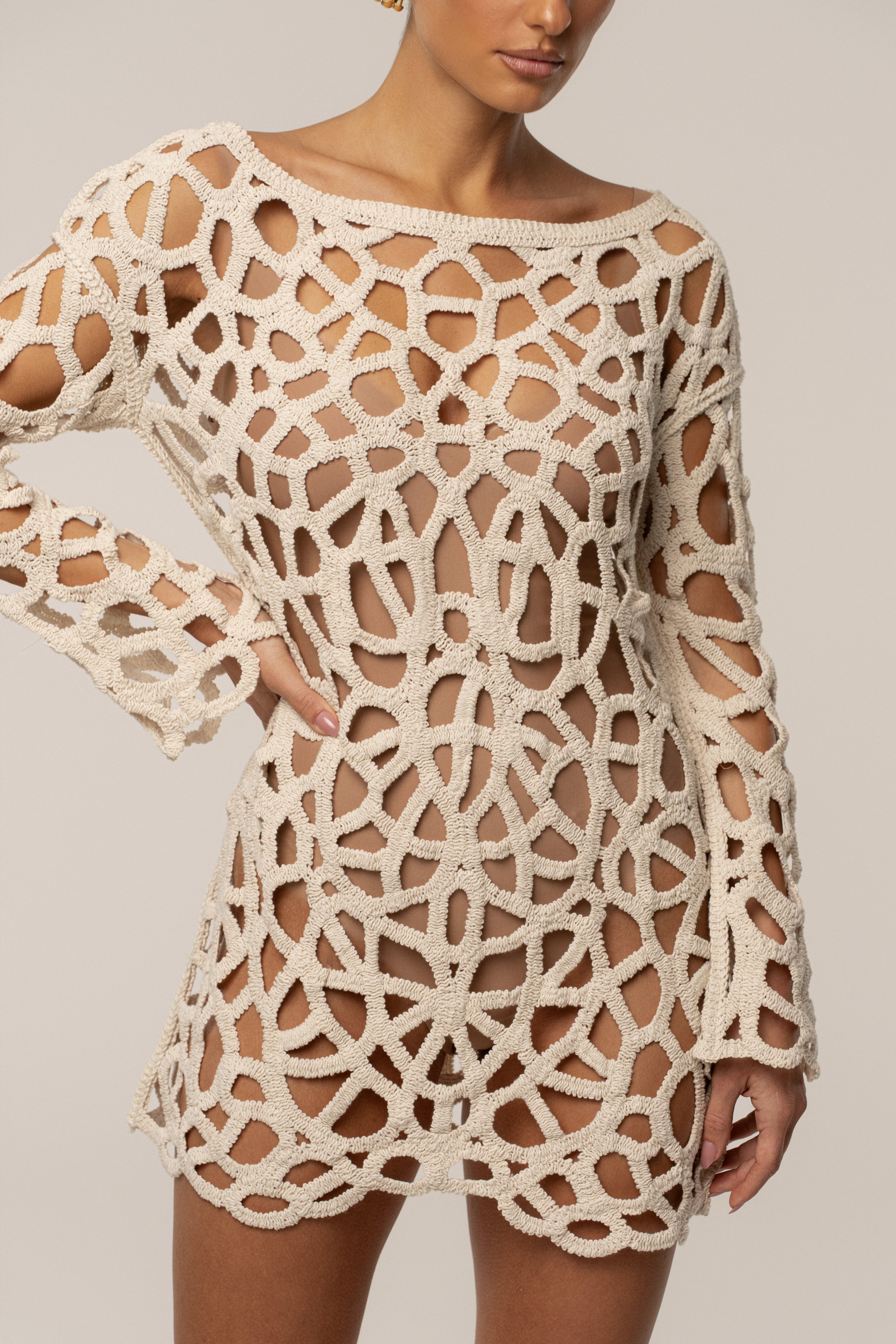 Ecru Seaside Crochet Cover Up