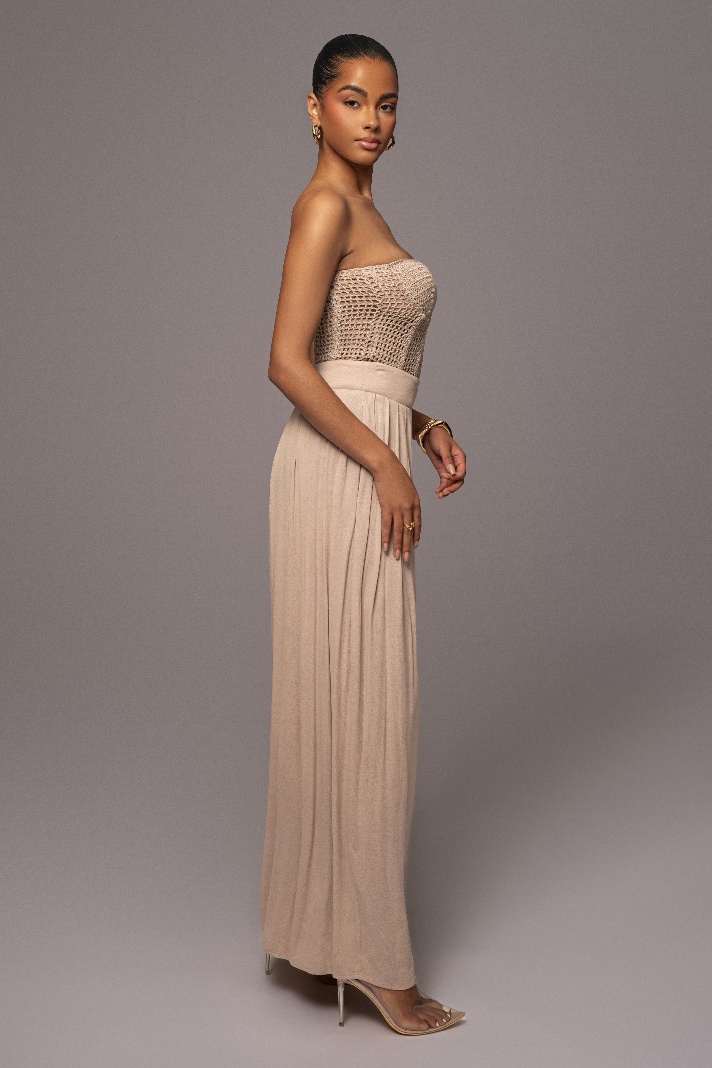 Beige After Sunset Pleated Pants