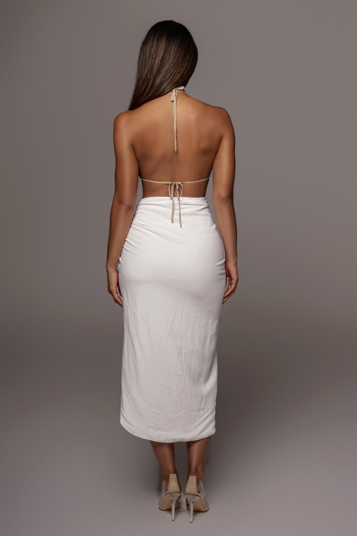 Ivory Spring Ruched Linen Skirt