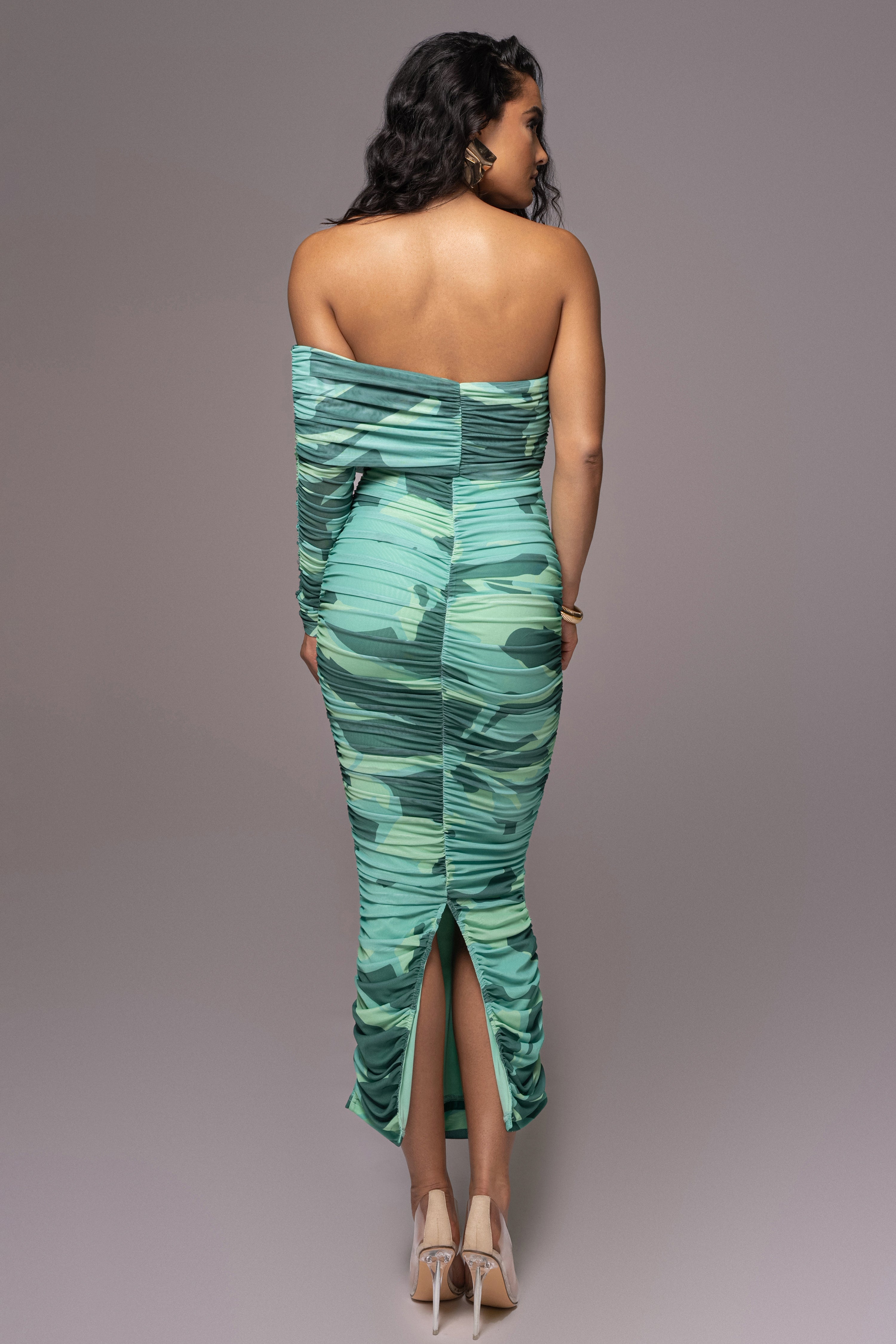 Green Capri Ruched Dress