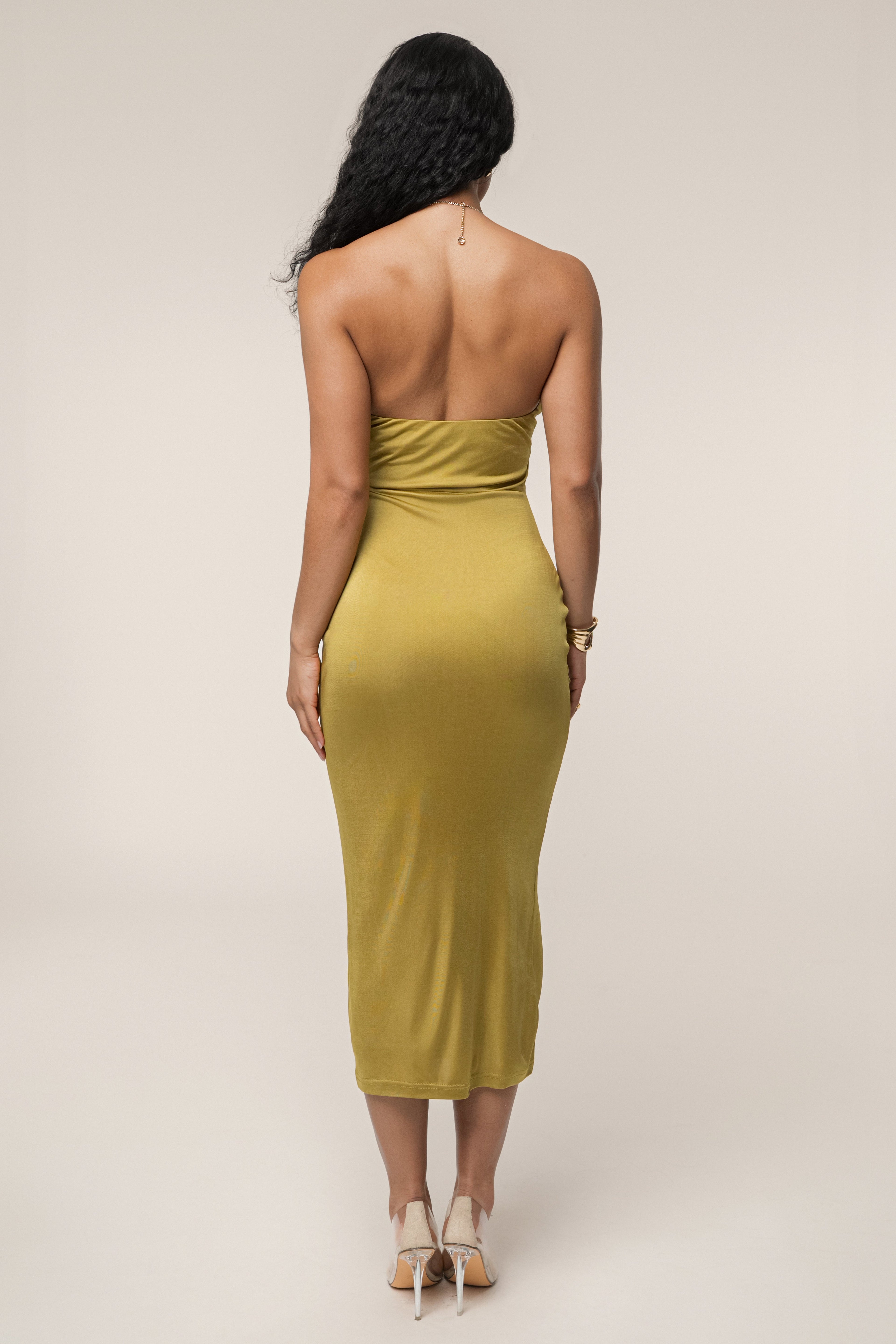 Lime Cutout Chain Midi Dress