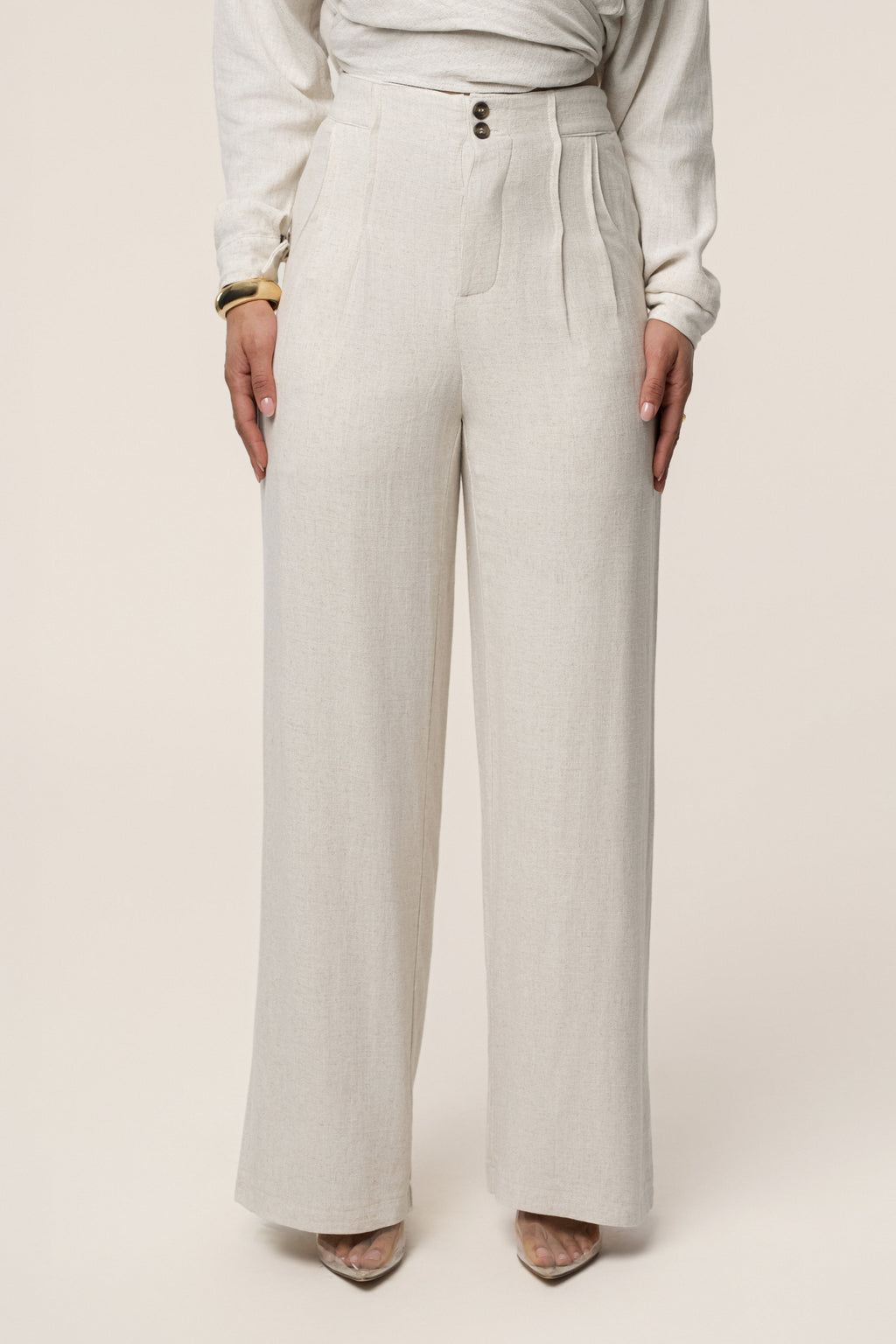 Beige Thea Linen Pants