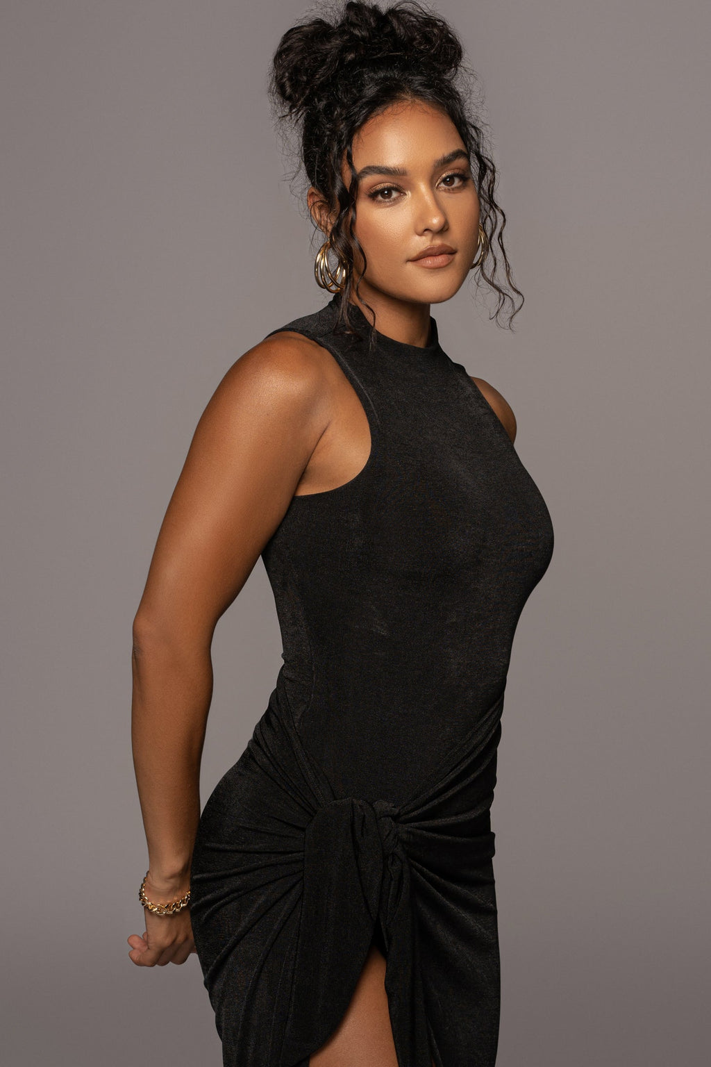 Black Aubree Midi Dress