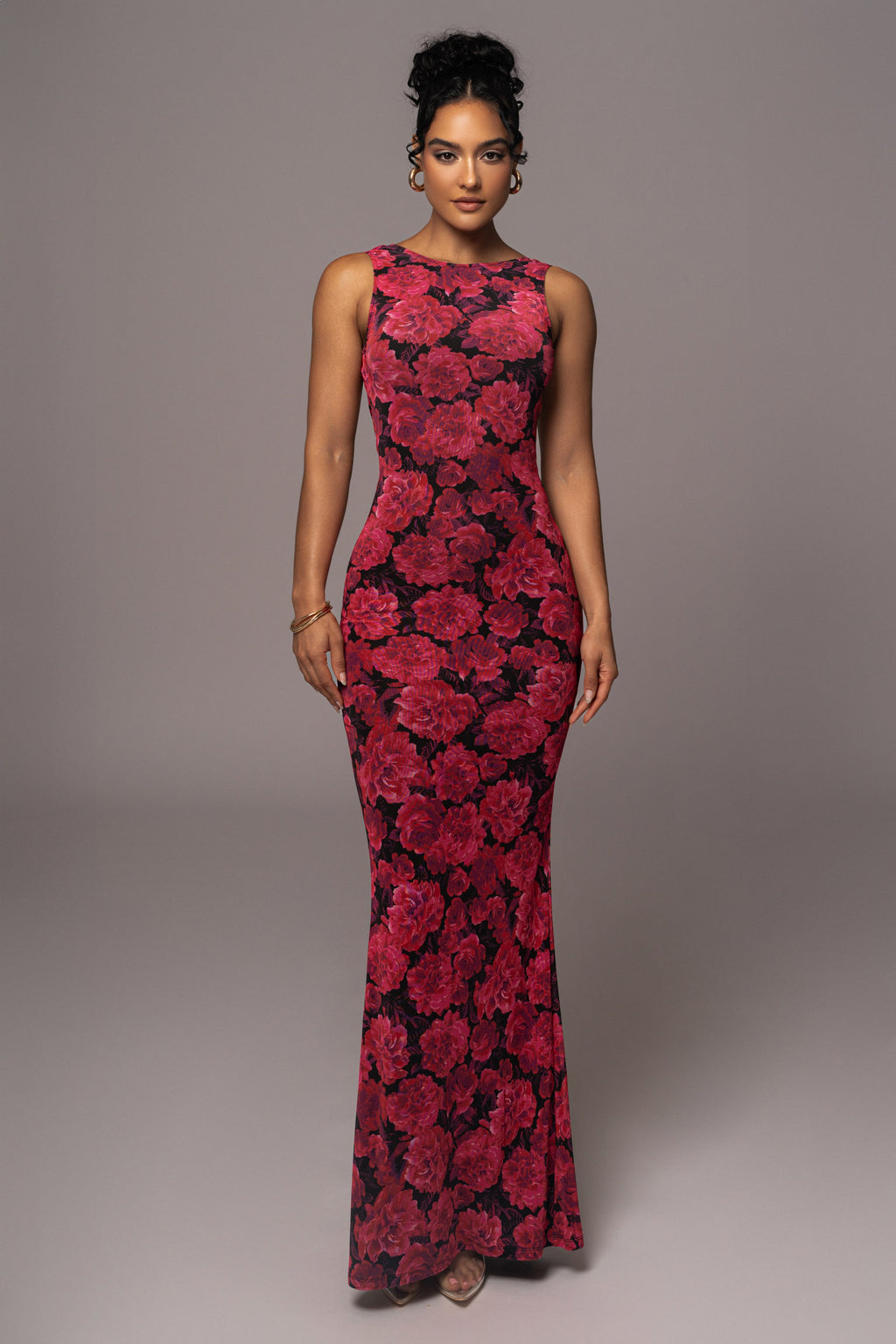 Pink Floral Front And Center Maxi Dress