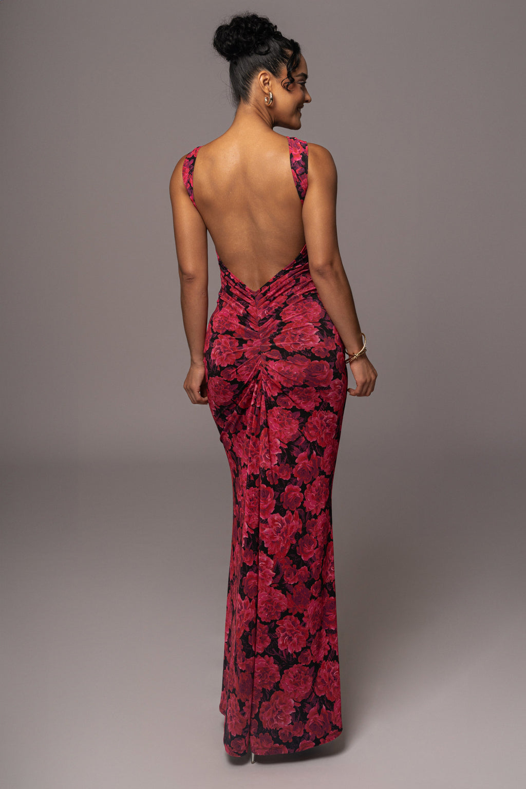 Pink Floral Front And Center Maxi Dress