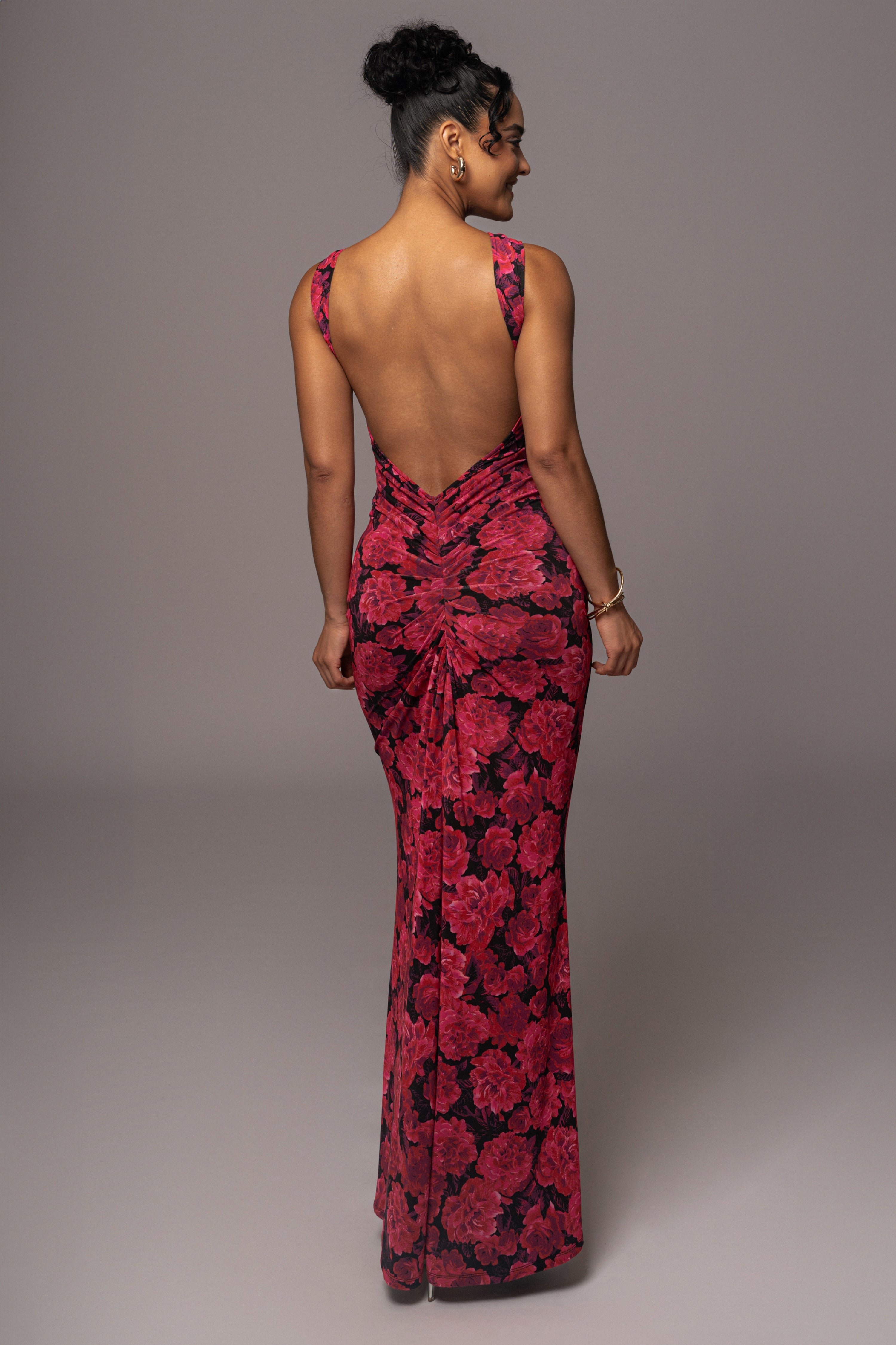 Pink Floral Front And Center Maxi Dress