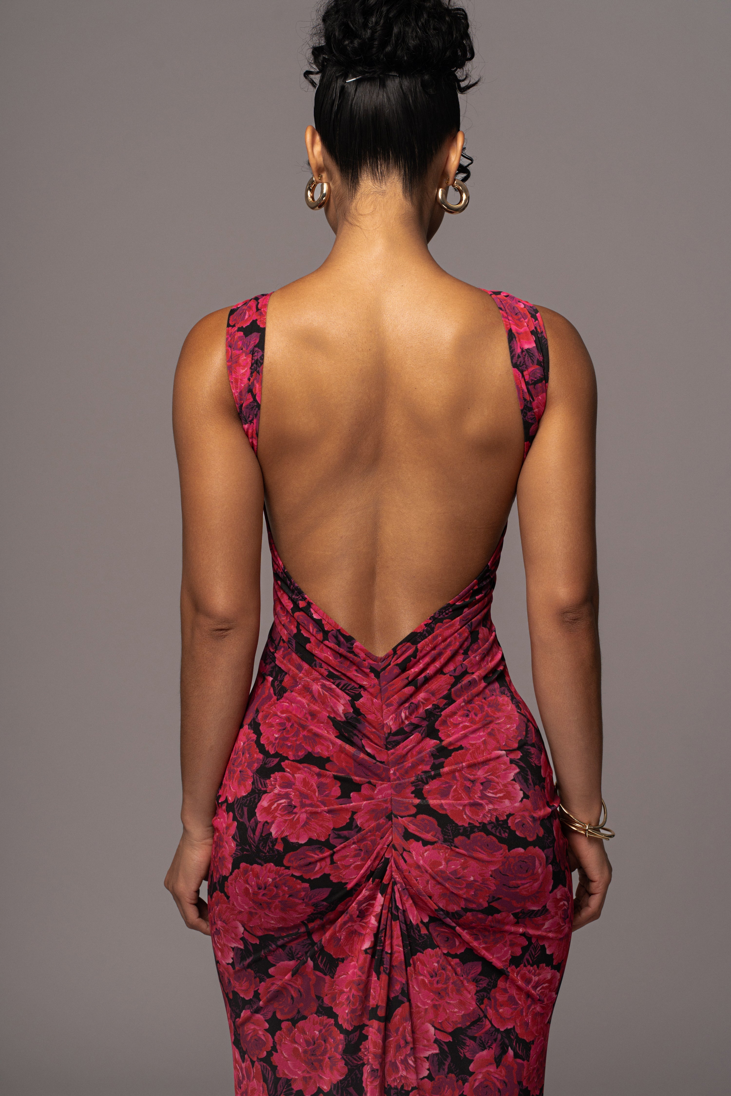 Pink Floral Front And Center Maxi Dress