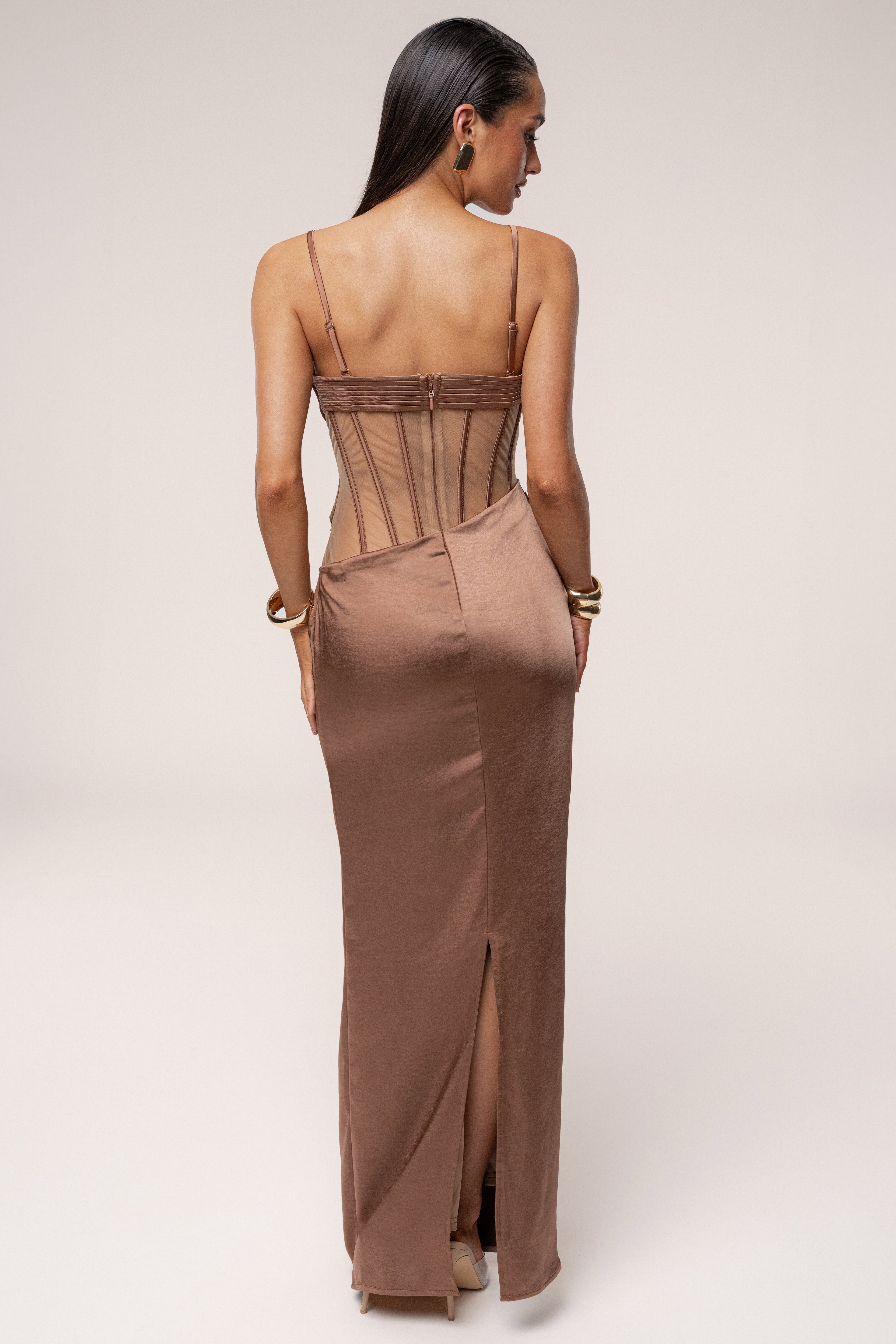 Bronze Golden Hour Corset Maxi Dress