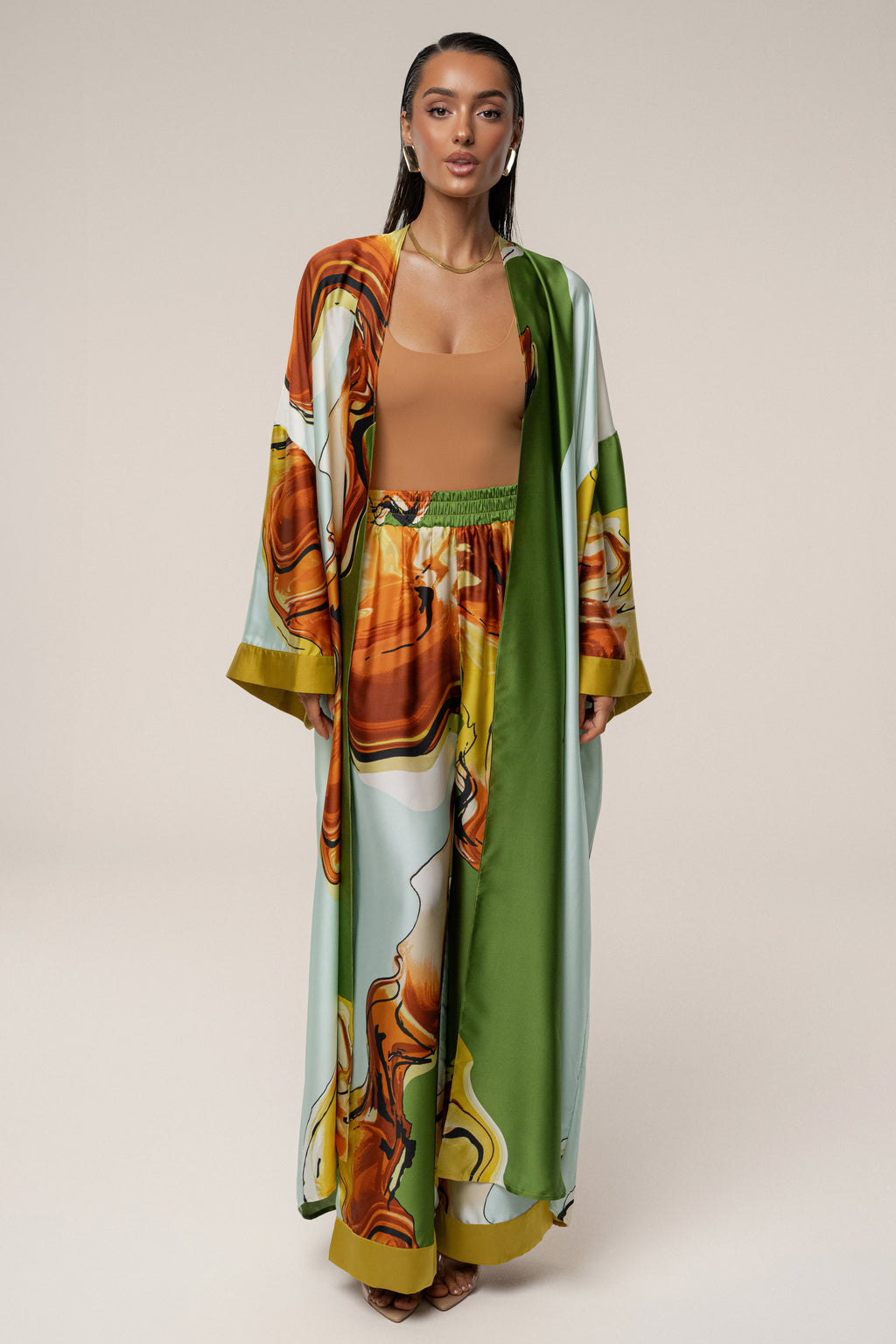 Green Tropical Print Nola Maxi Duster