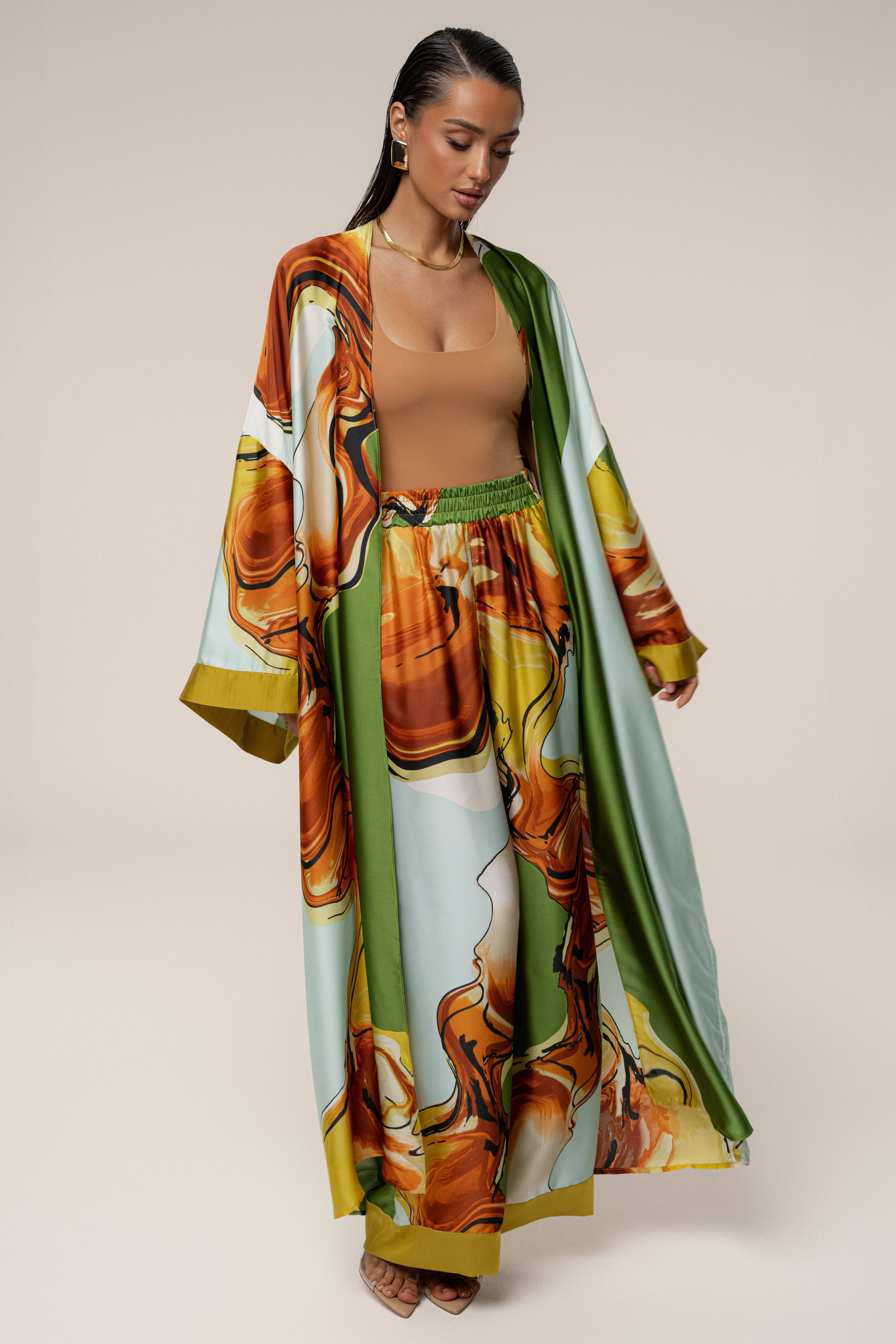 Green Tropical Print Nola Maxi Duster