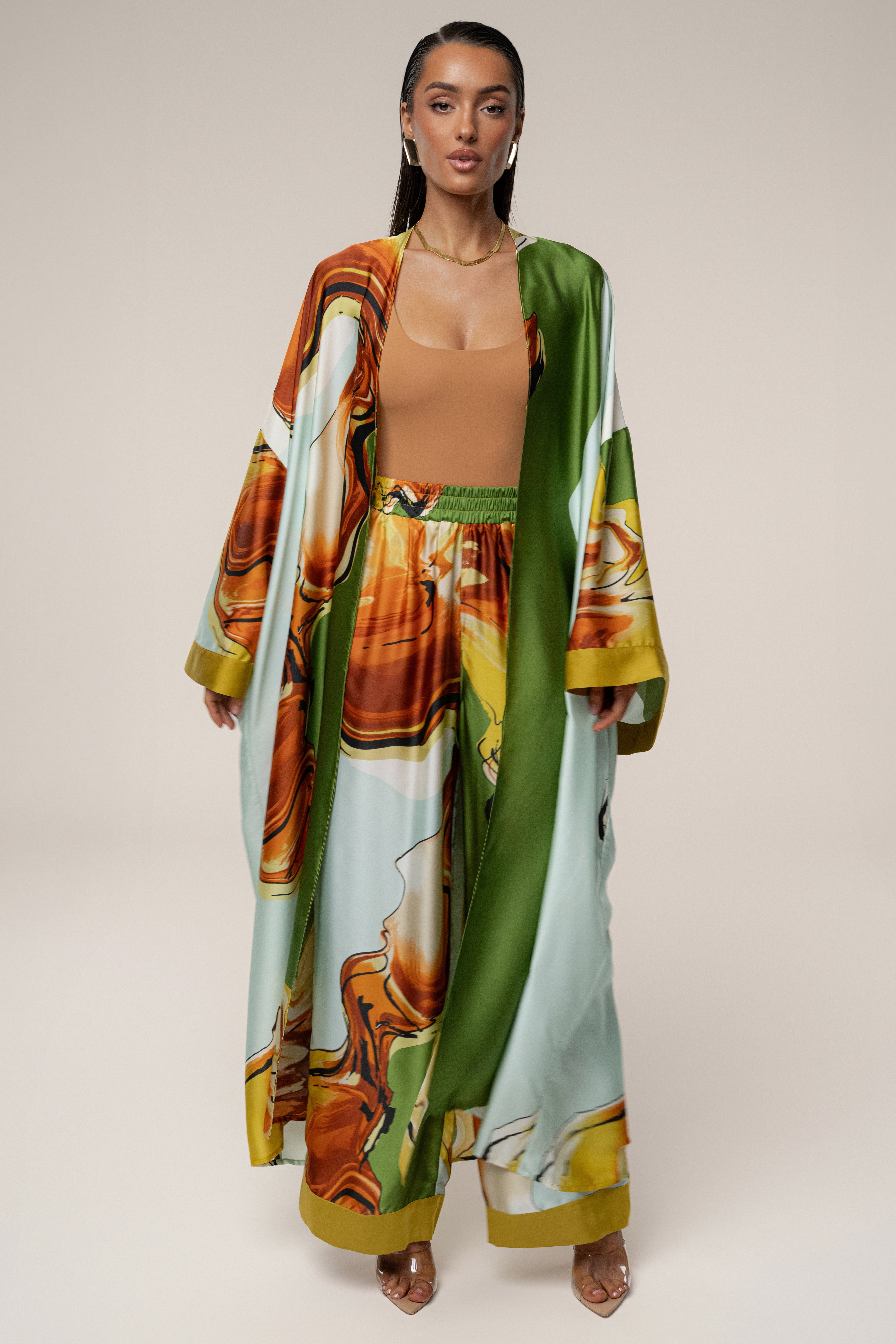 Green Tropical Print Nola Maxi Duster