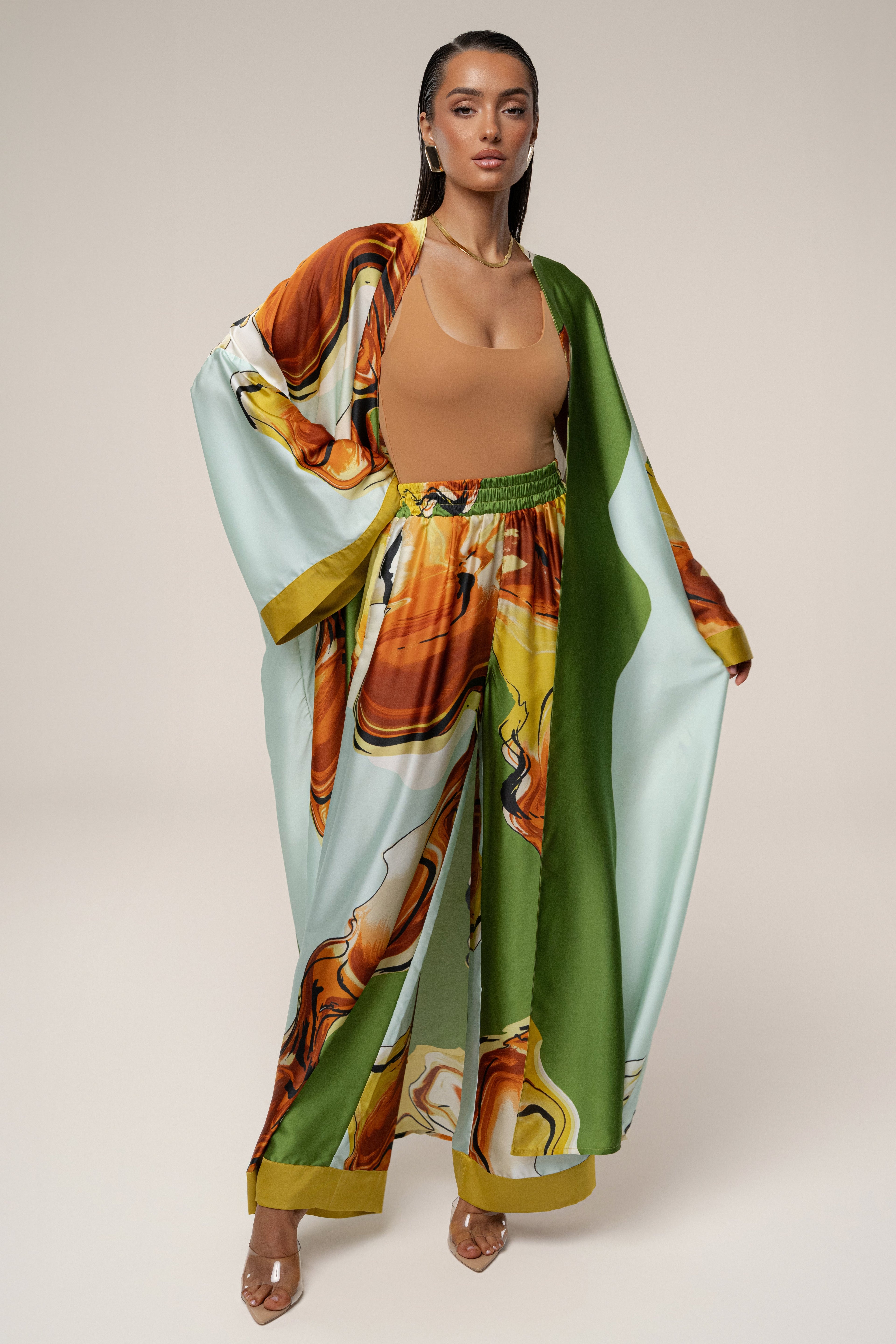 Green Tropical Print Nola Maxi Duster
