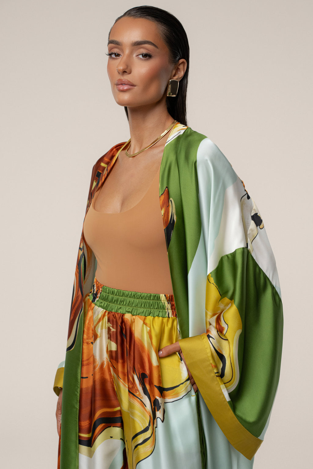 Green Tropical Print Nola Maxi Duster