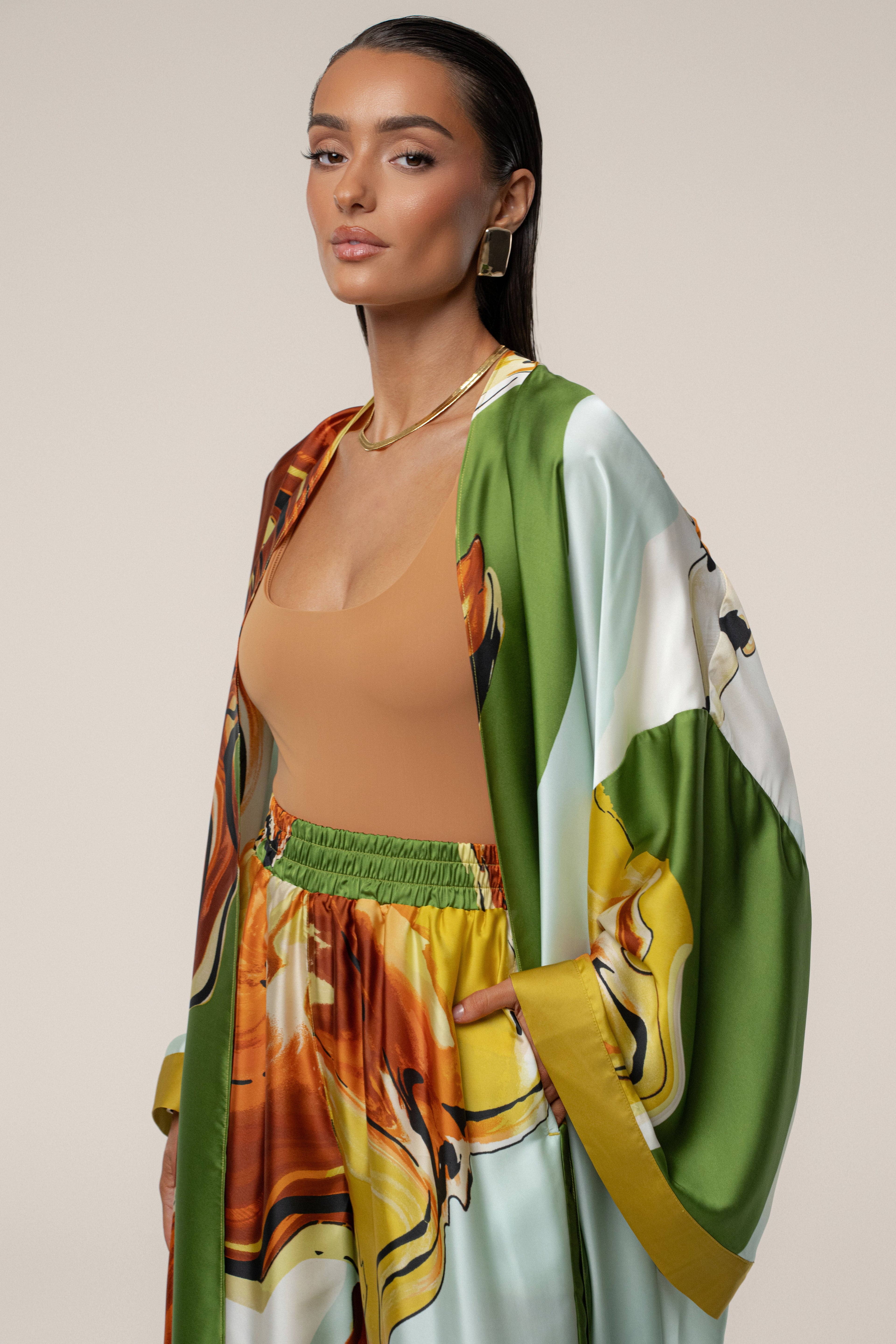 Green Tropical Print Nola Maxi Duster