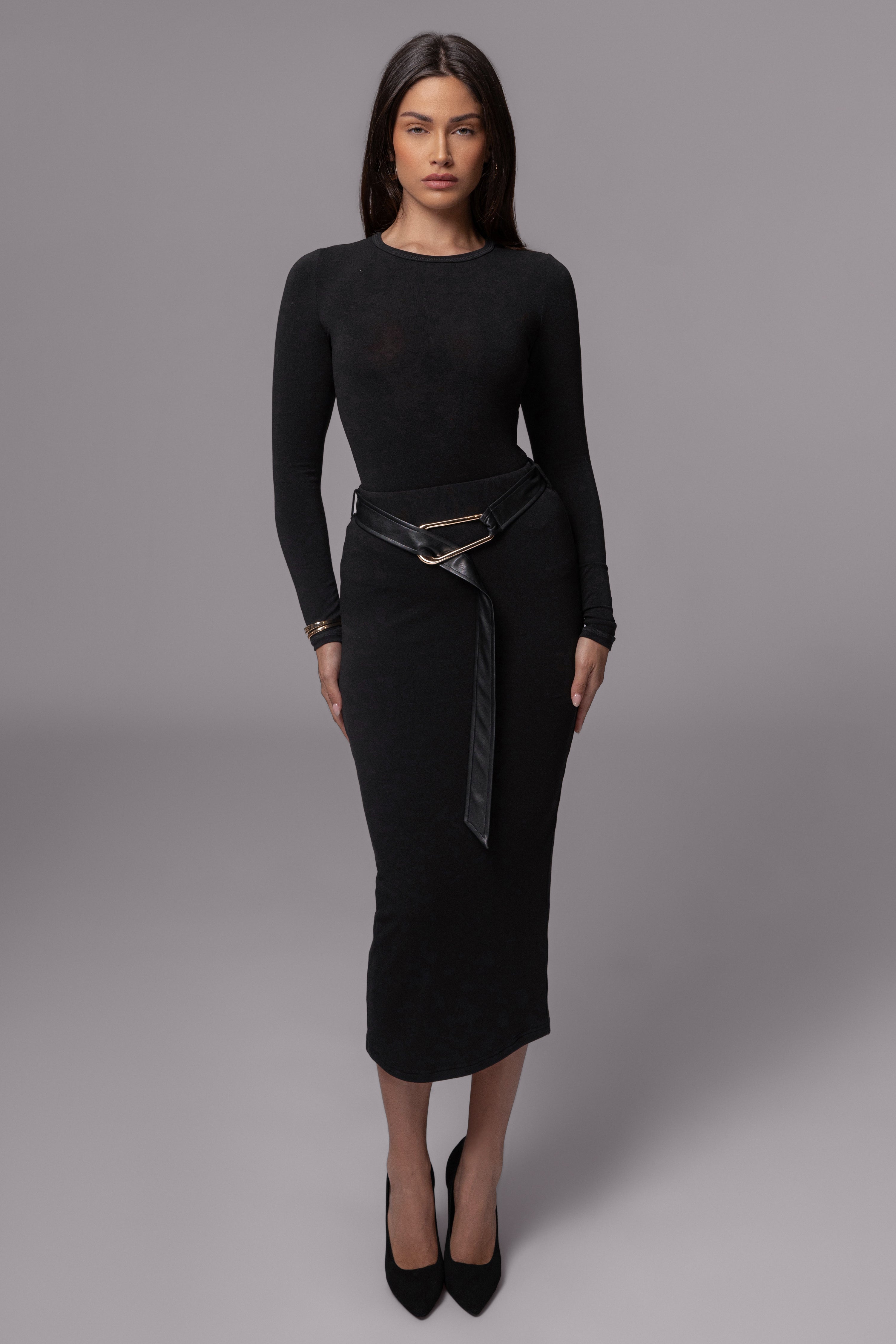 Black Belted Hourglass Skirt