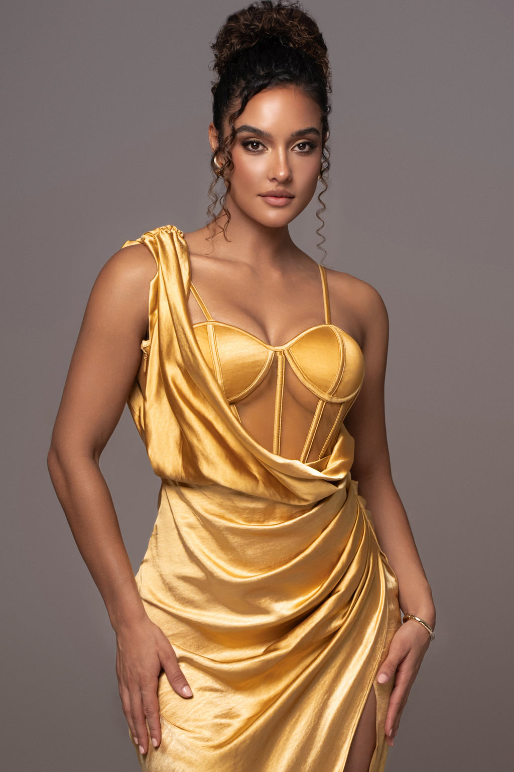 Yellow Anastacia Drape Maxi Dress