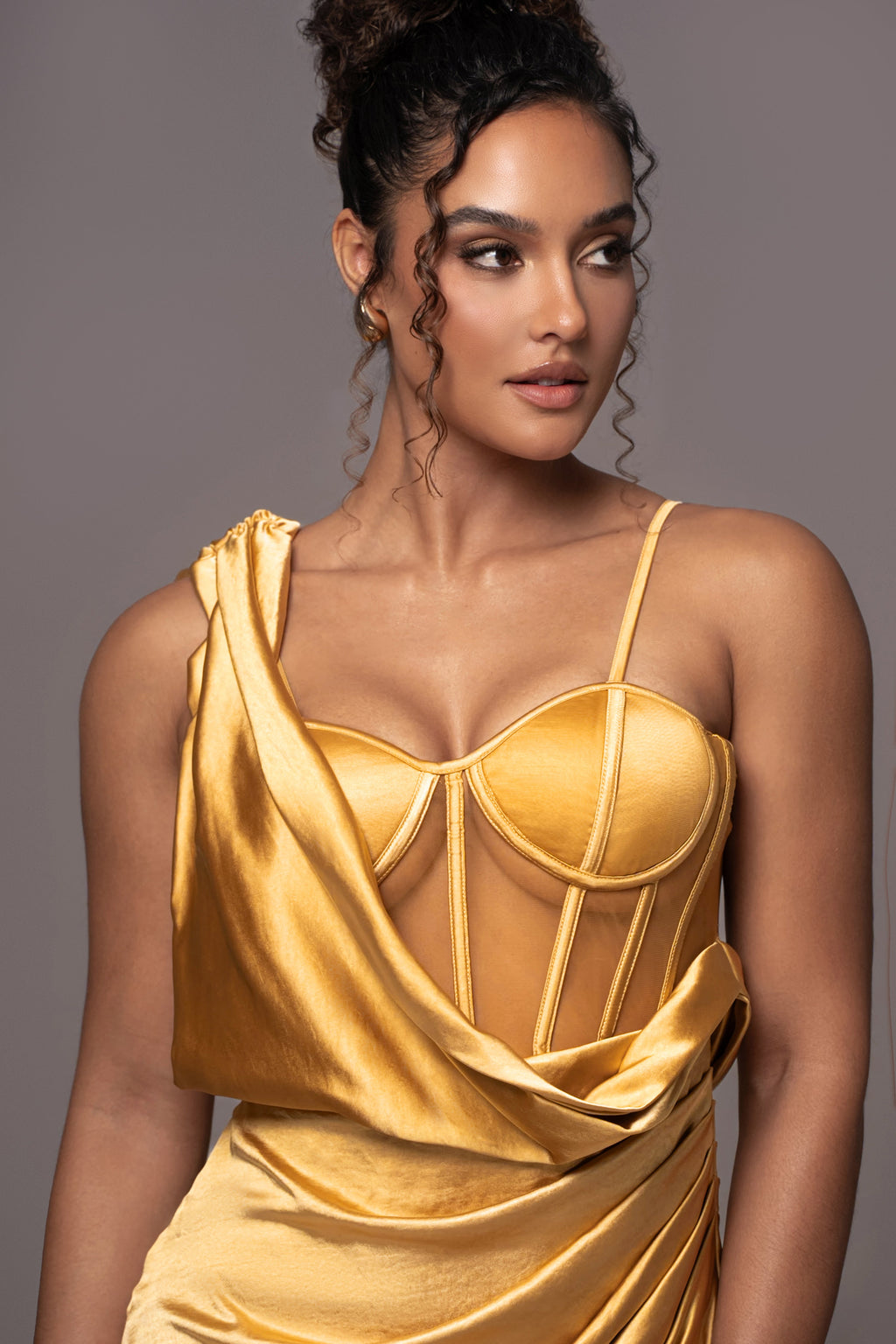 Yellow Anastacia Drape Maxi Dress