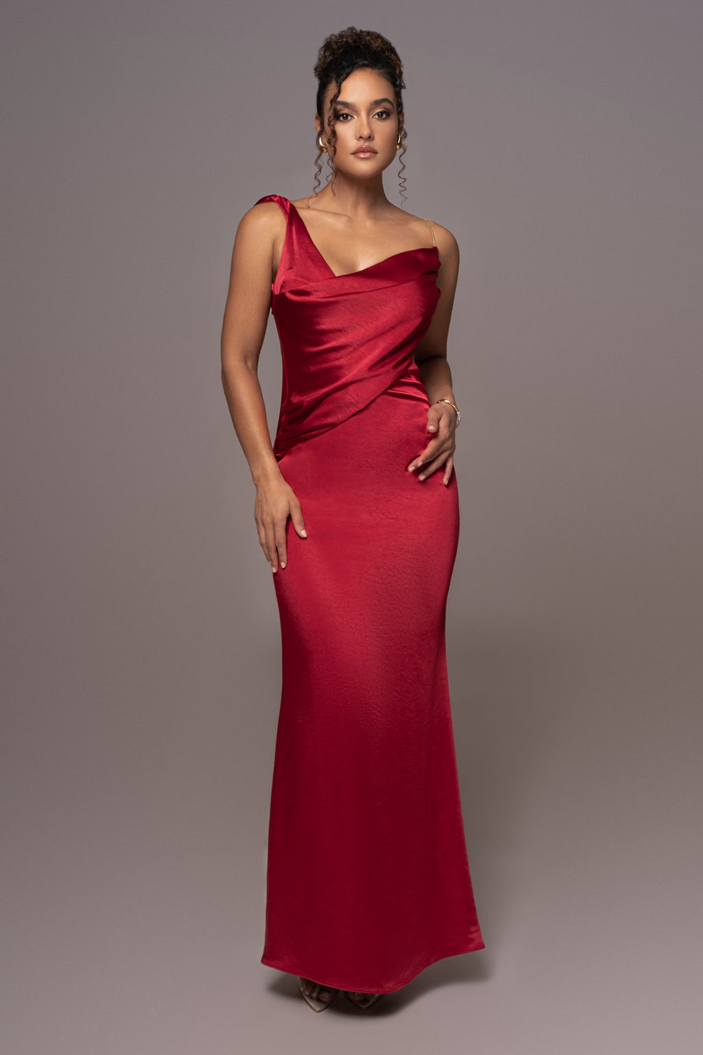 Red Satin Belle Maxi Dress