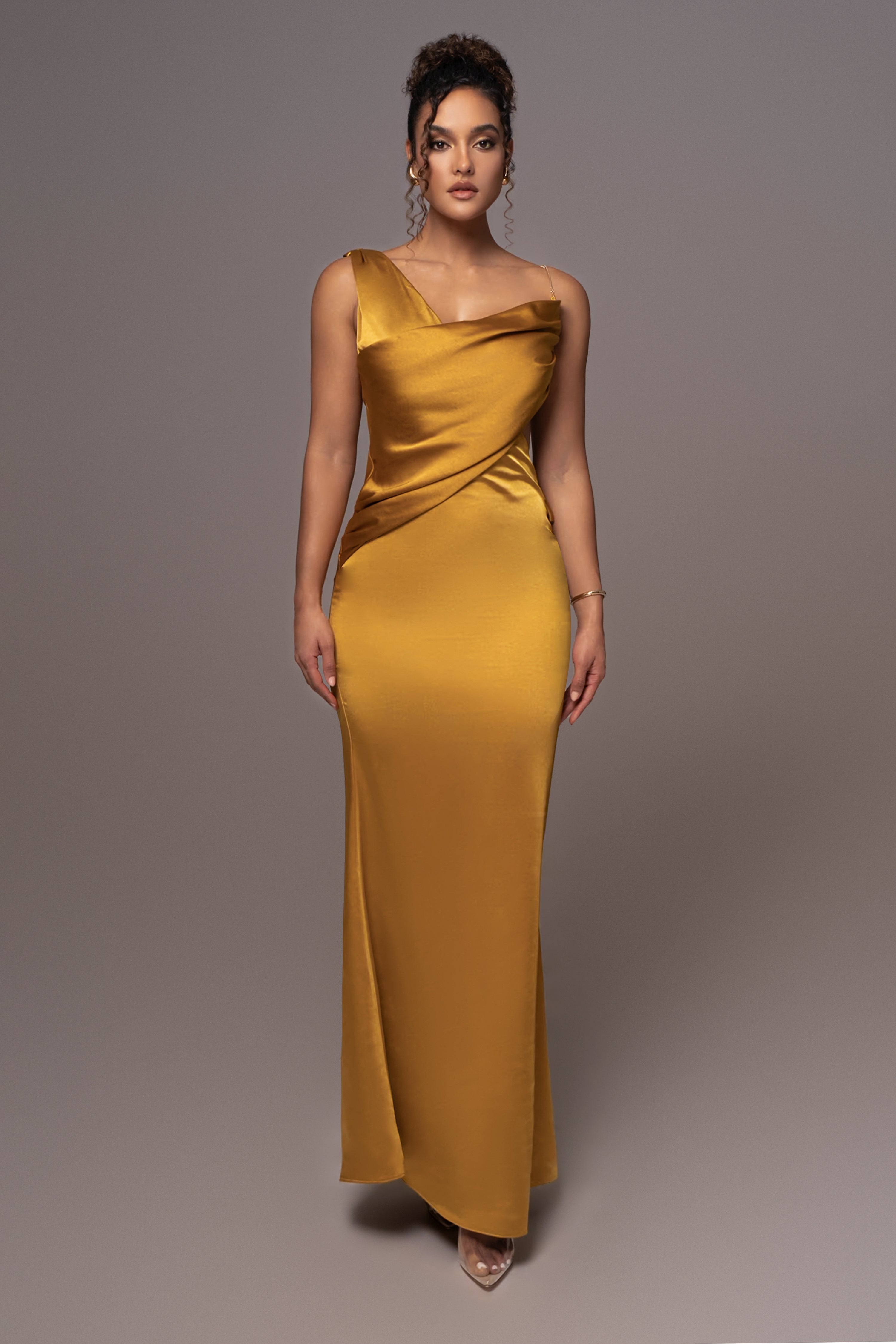 Yellow Satin Belle Maxi Dress