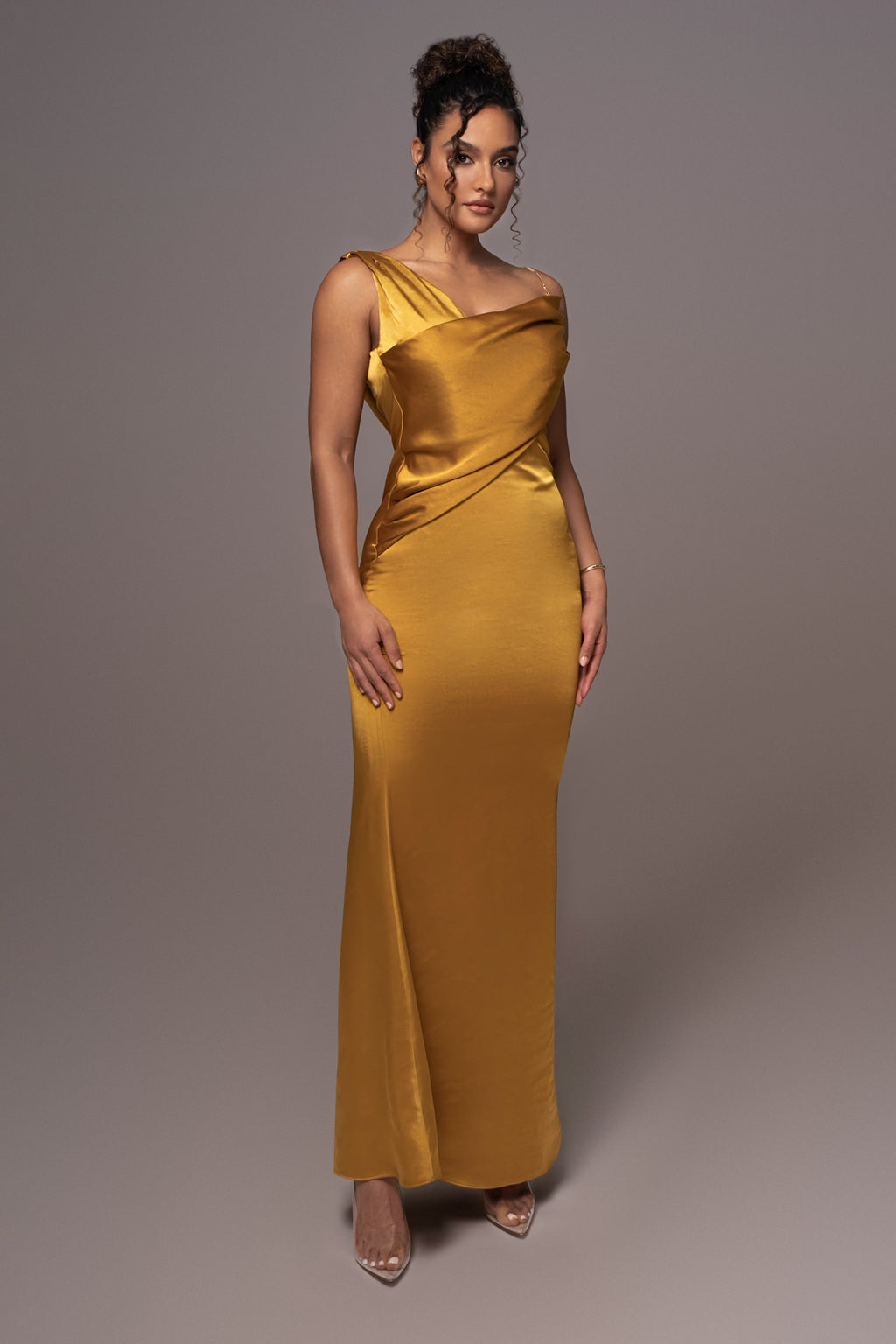 Yellow Satin Belle Maxi Dress