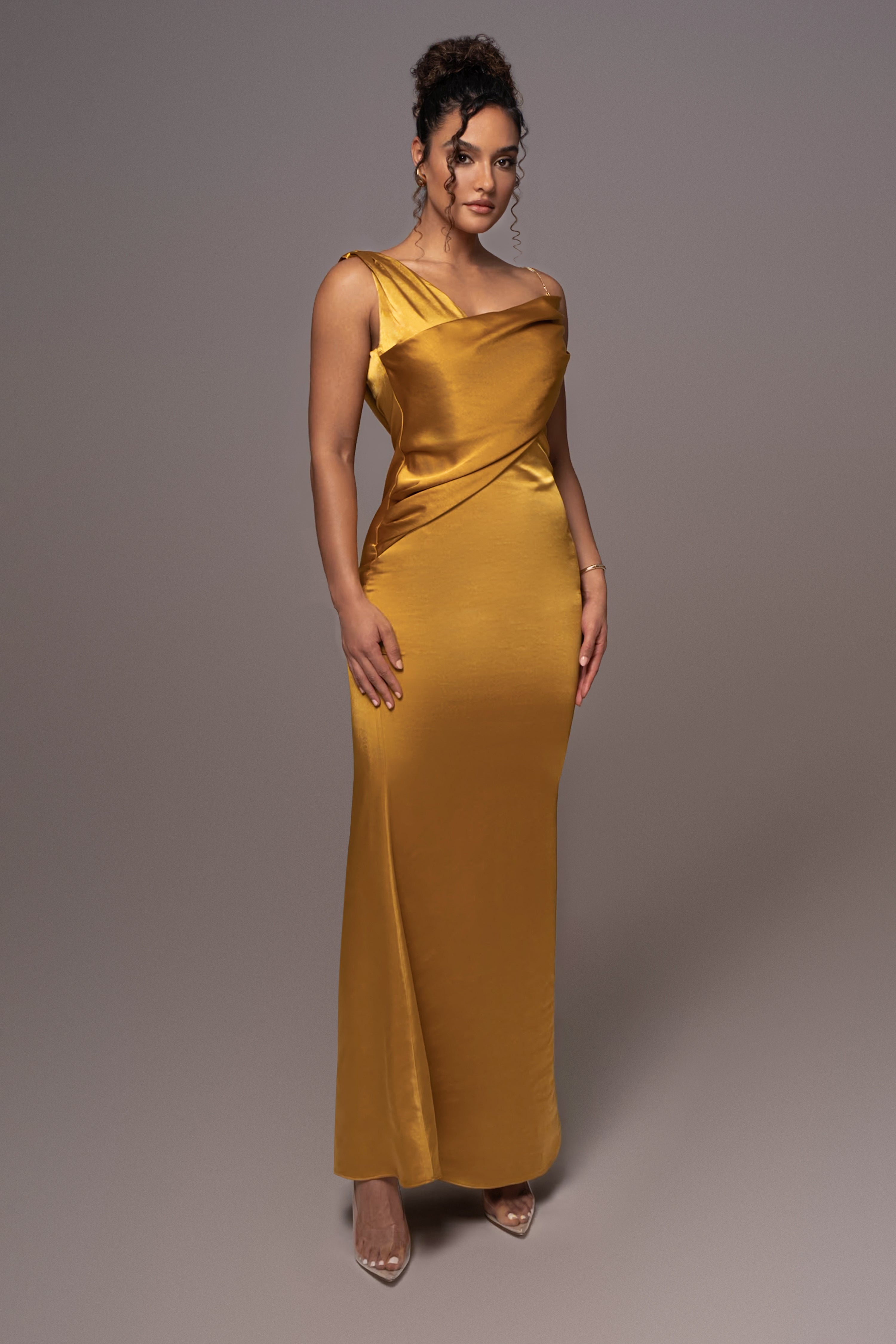 Yellow Satin Belle Maxi Dress