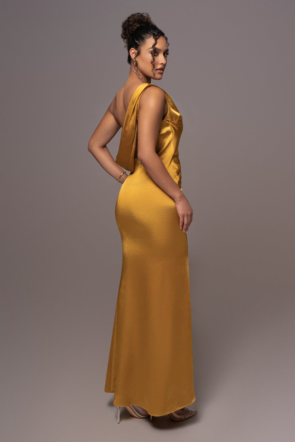 Yellow Satin Belle Maxi Dress