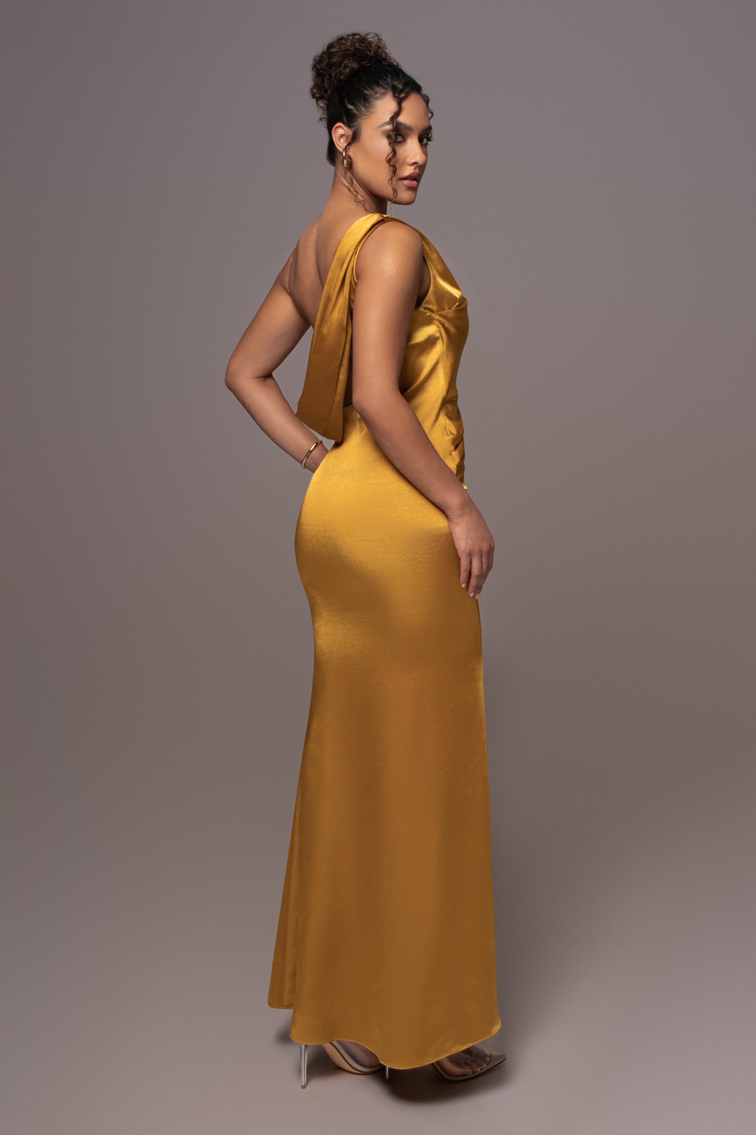 Yellow Satin Belle Maxi Dress