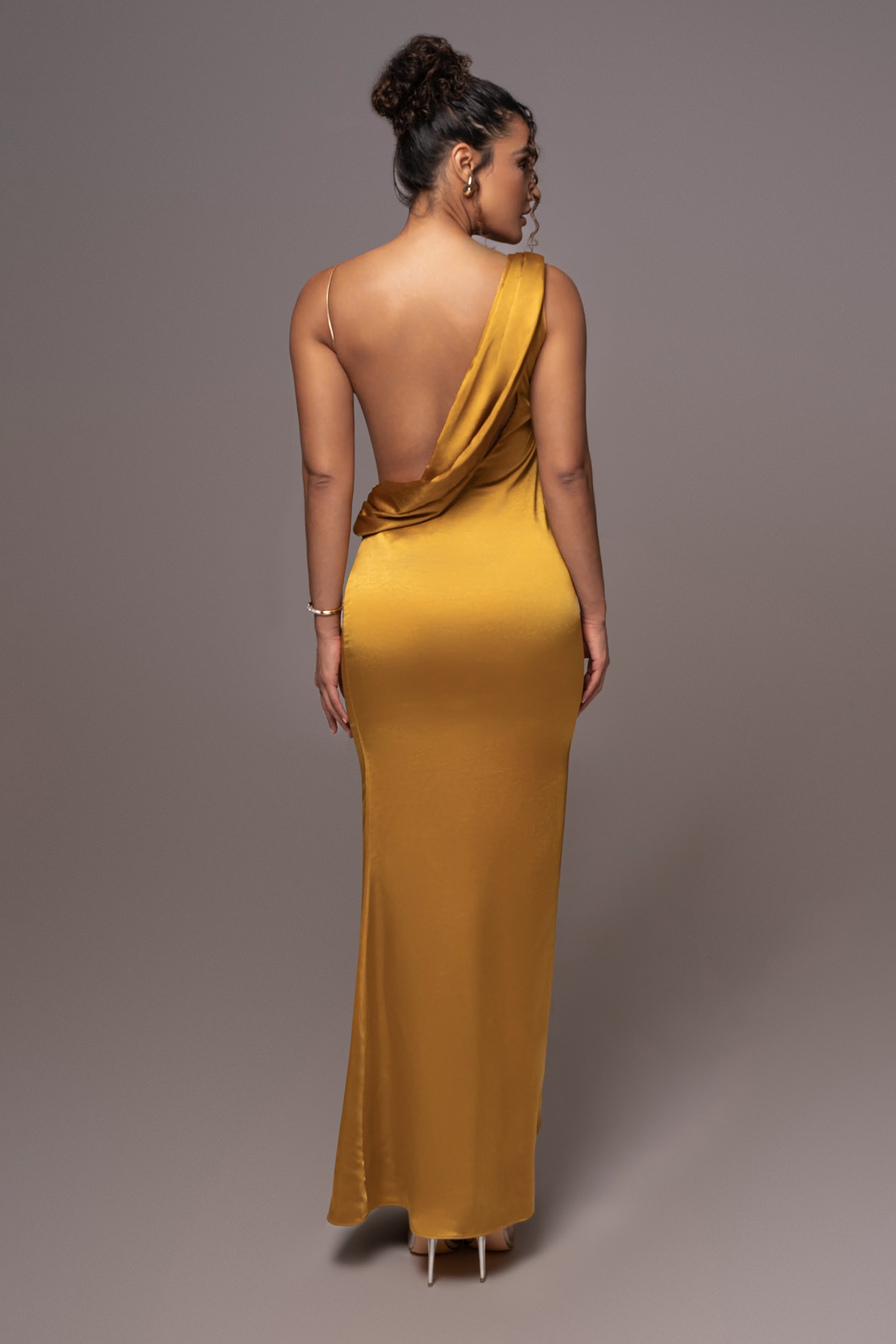 Yellow Satin Belle Maxi Dress