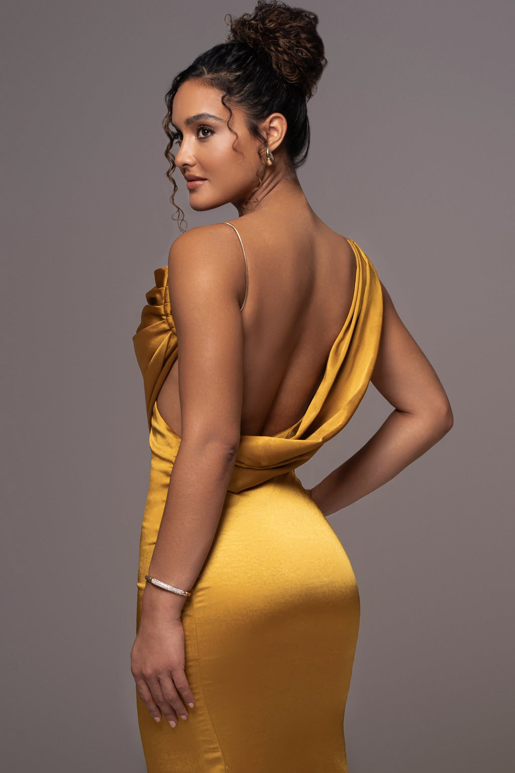 Yellow Satin Belle Maxi Dress