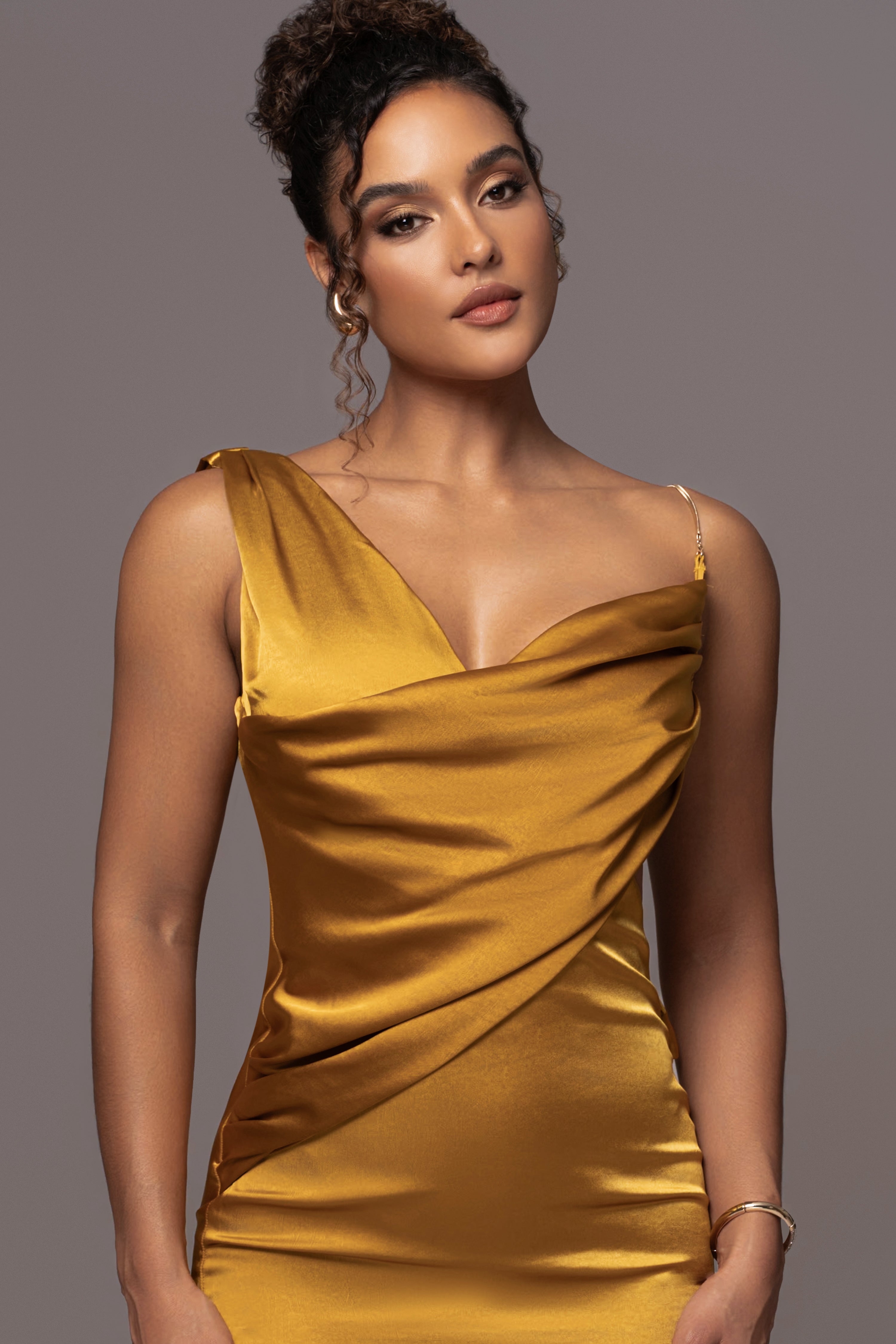 Yellow Satin Belle Maxi Dress