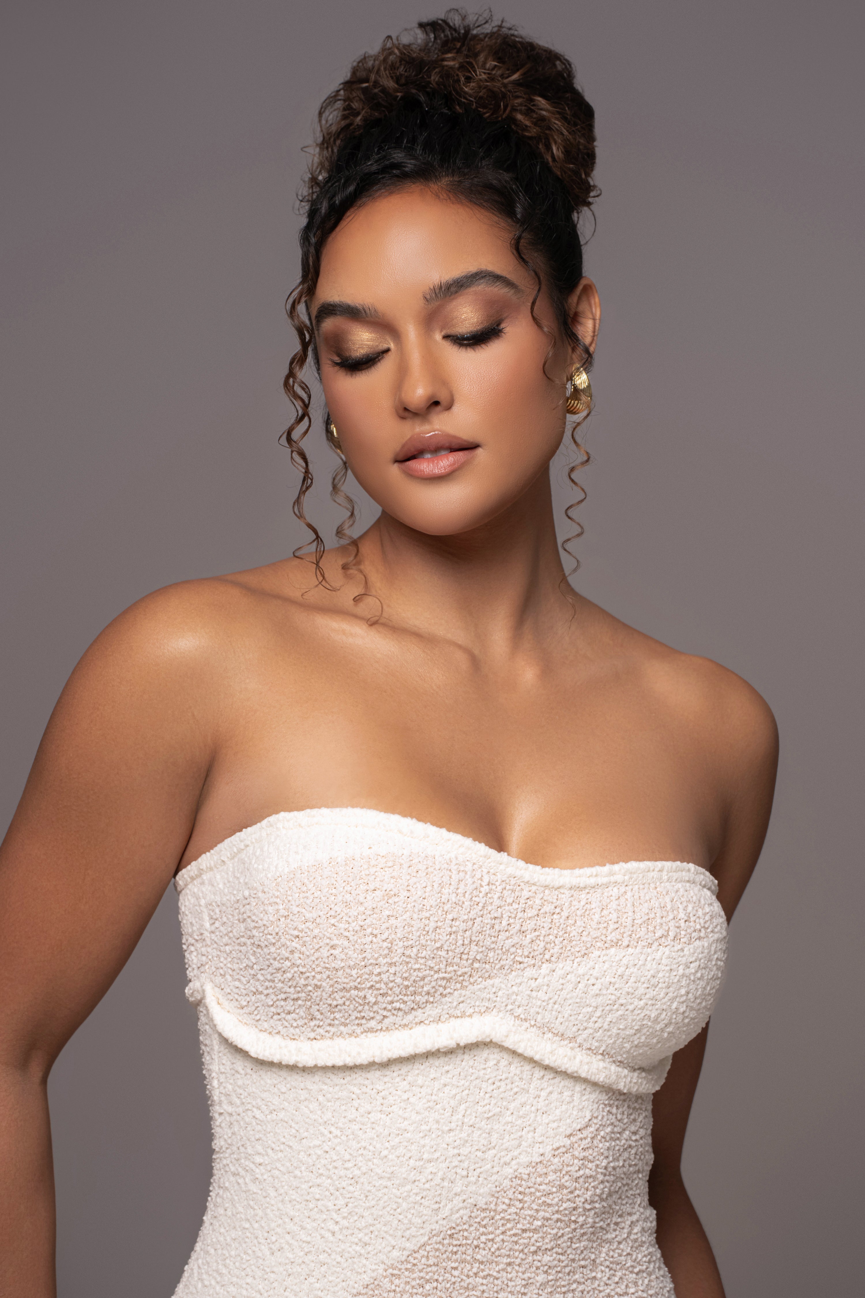 Ivory Sundown Strapless Midi Dress