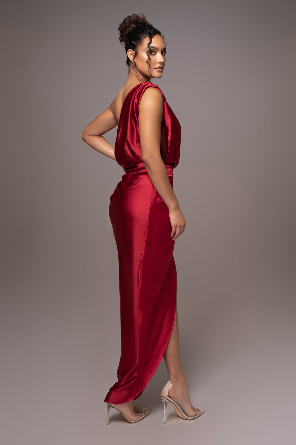 Red Anastacia Drape Maxi Dress