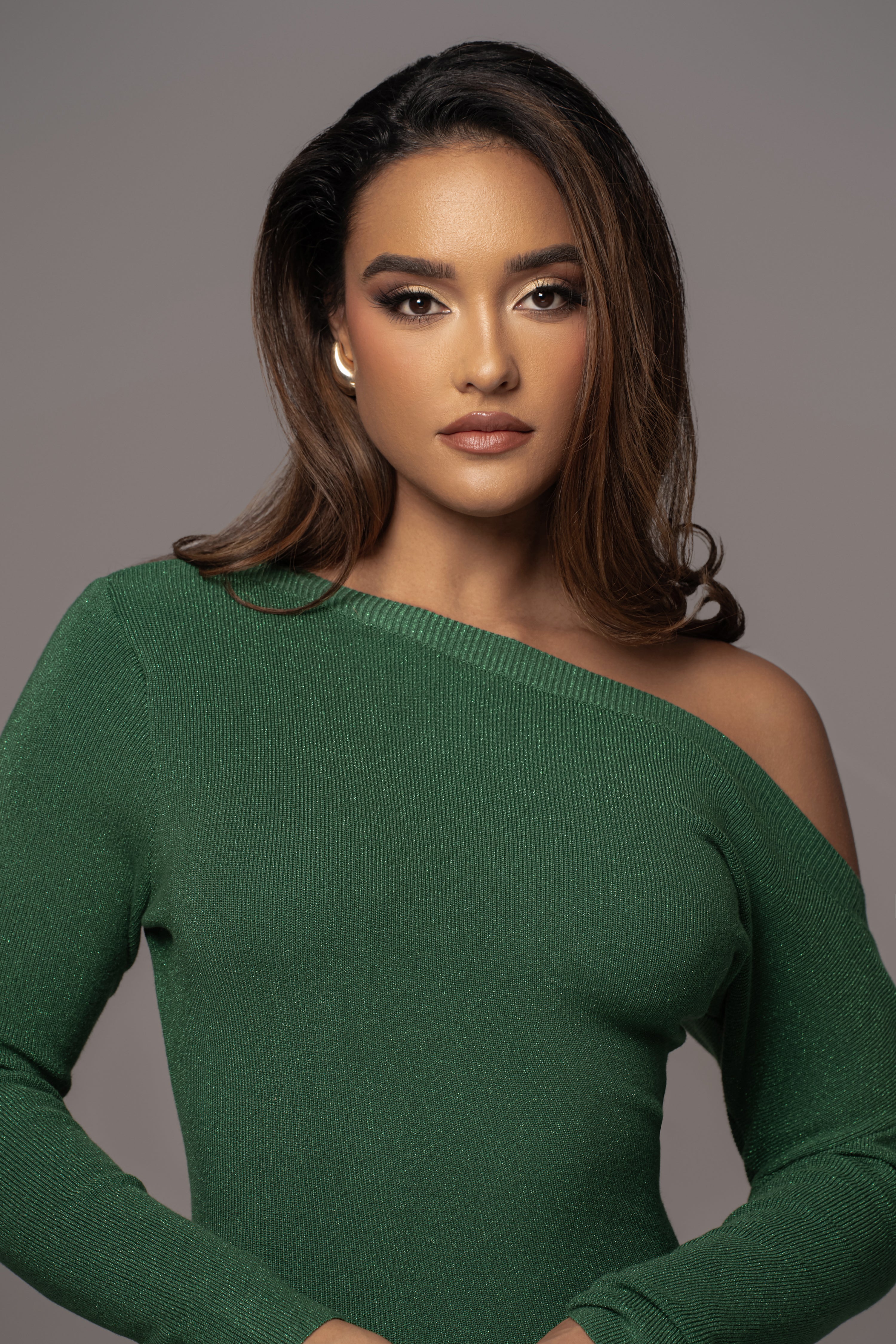 Green Night Shimmers Asymmetrical Maxi Dress