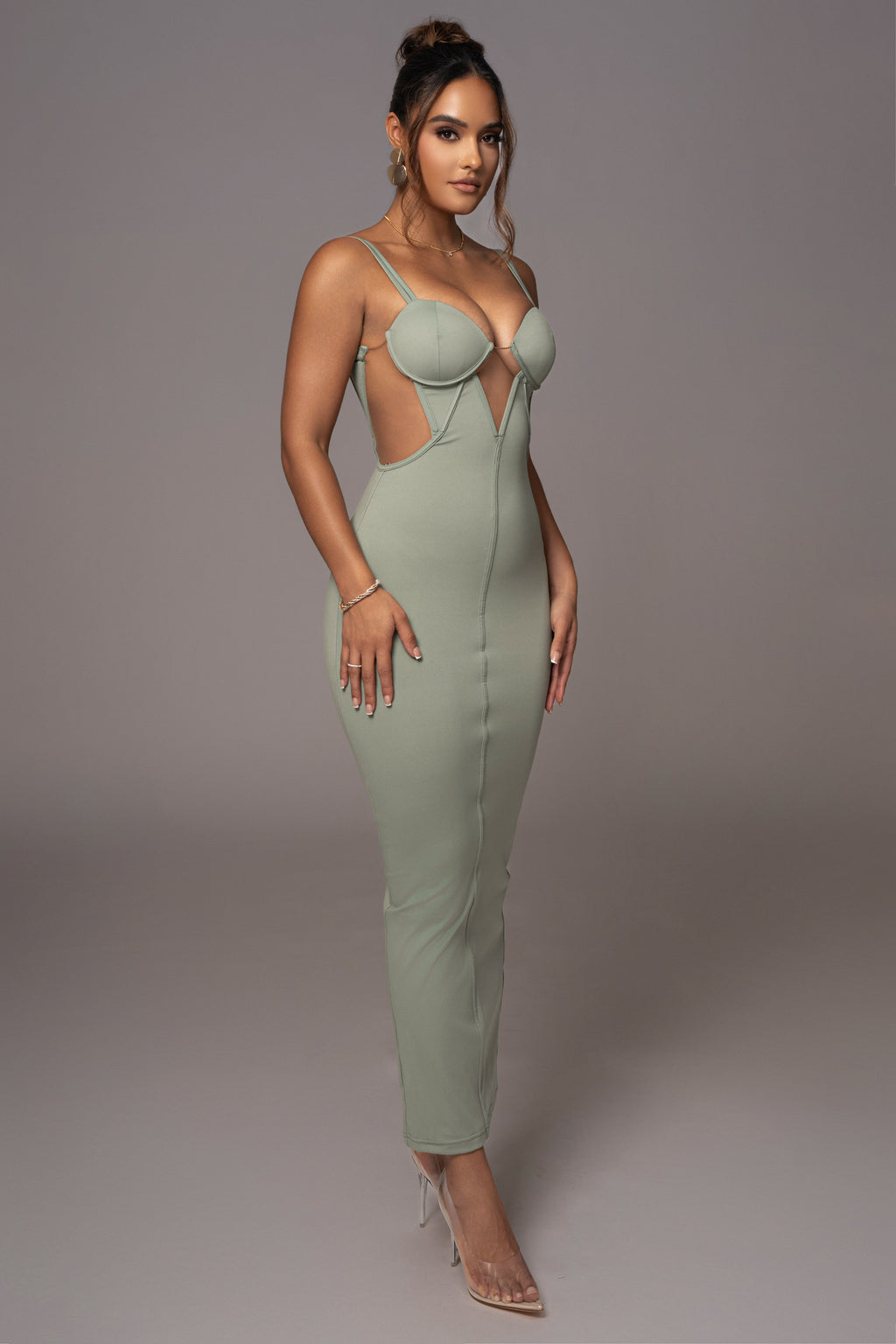 Sage Enchantment Bustier Maxi Dress