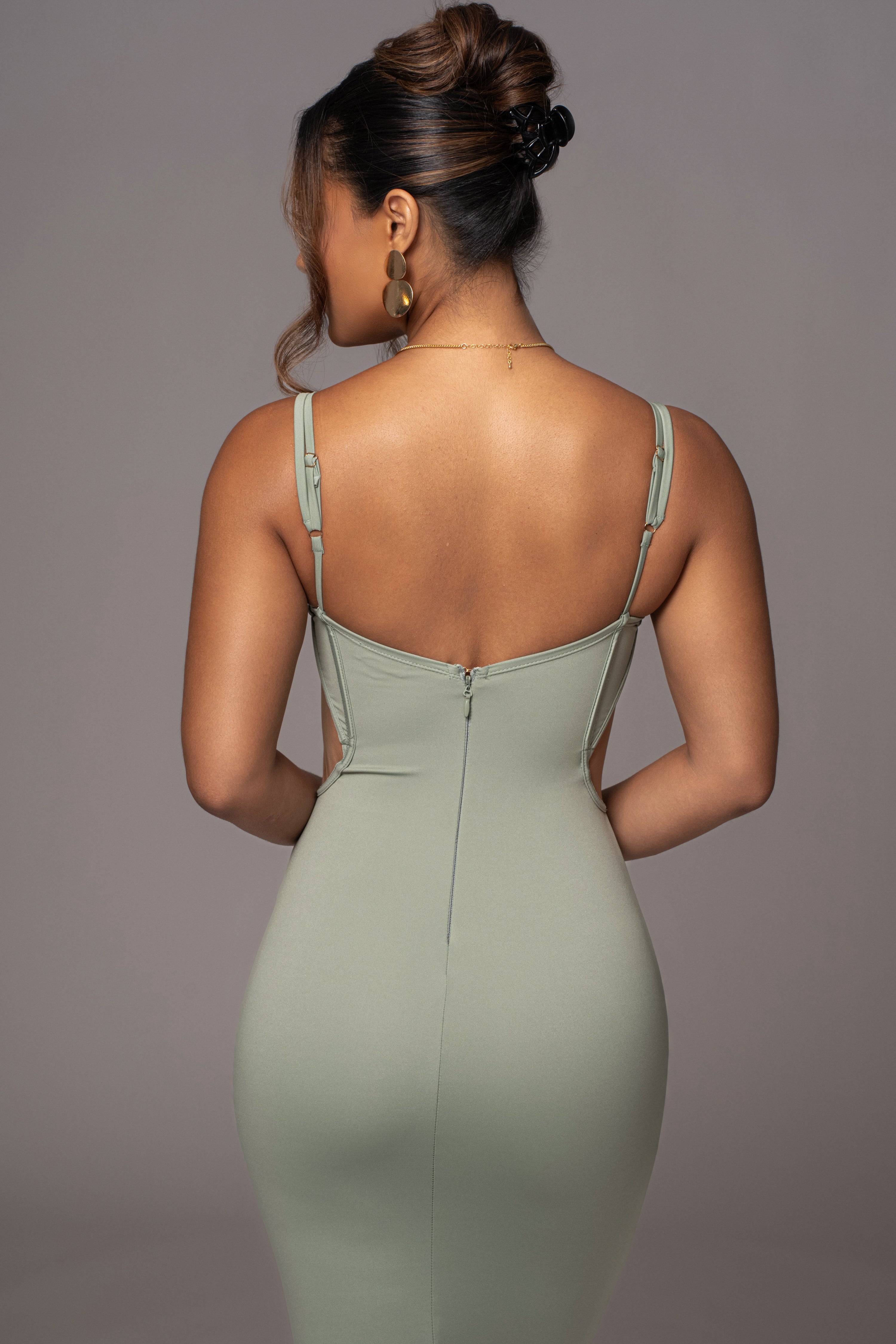 Sage Enchantment Bustier Maxi Dress